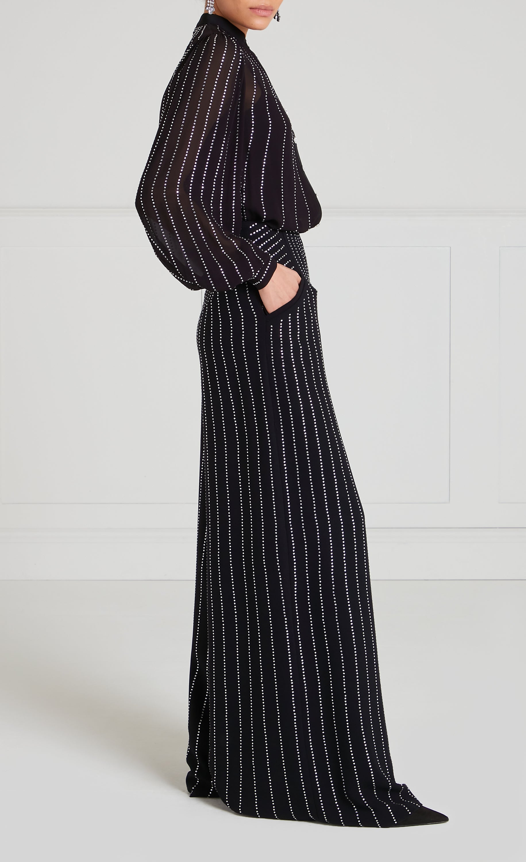 Temperley London Villanelle spodnie czarne z cyrkoniami