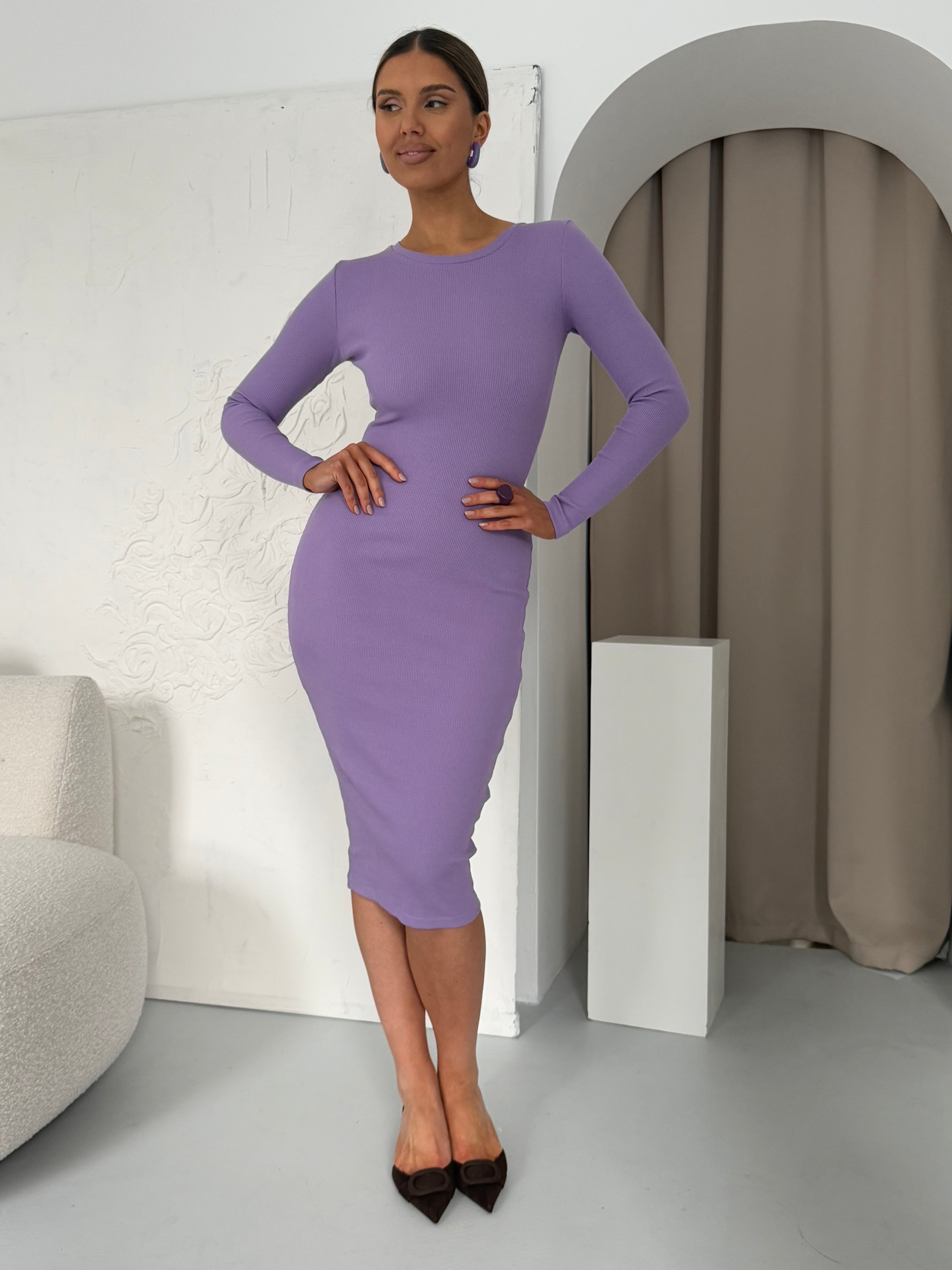 Nudyess Eos sukienka midi purple bawełniana