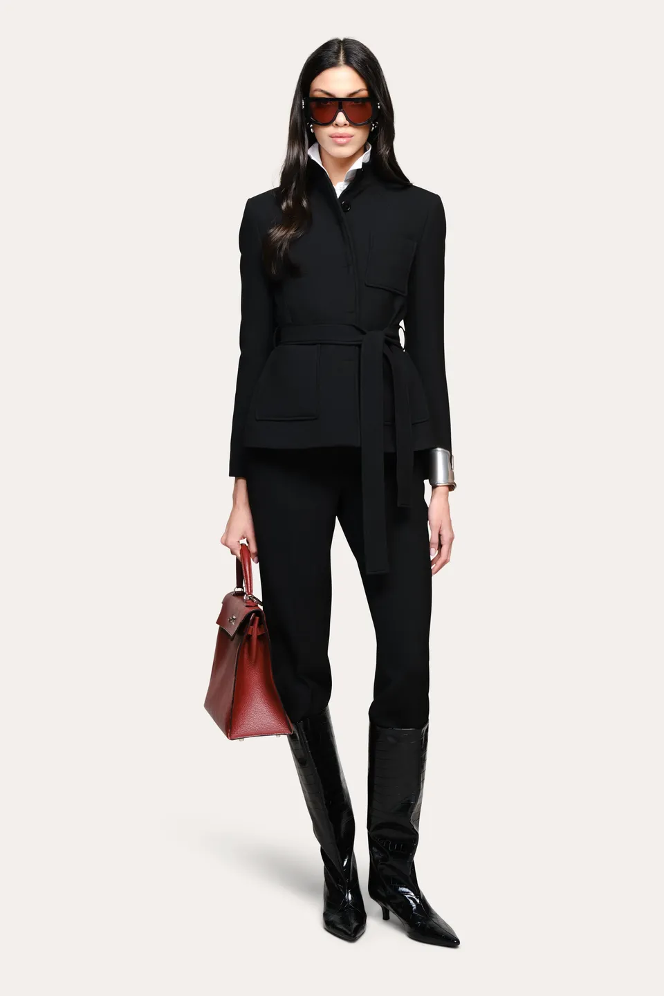 Elie Tahari Quinn Tailored Blazer marynarka czarna wełna