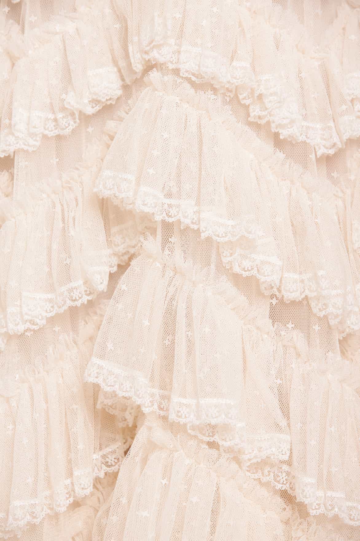 Needle & Thread Libby Lace sukienka wieczorowa Cream koronkowa