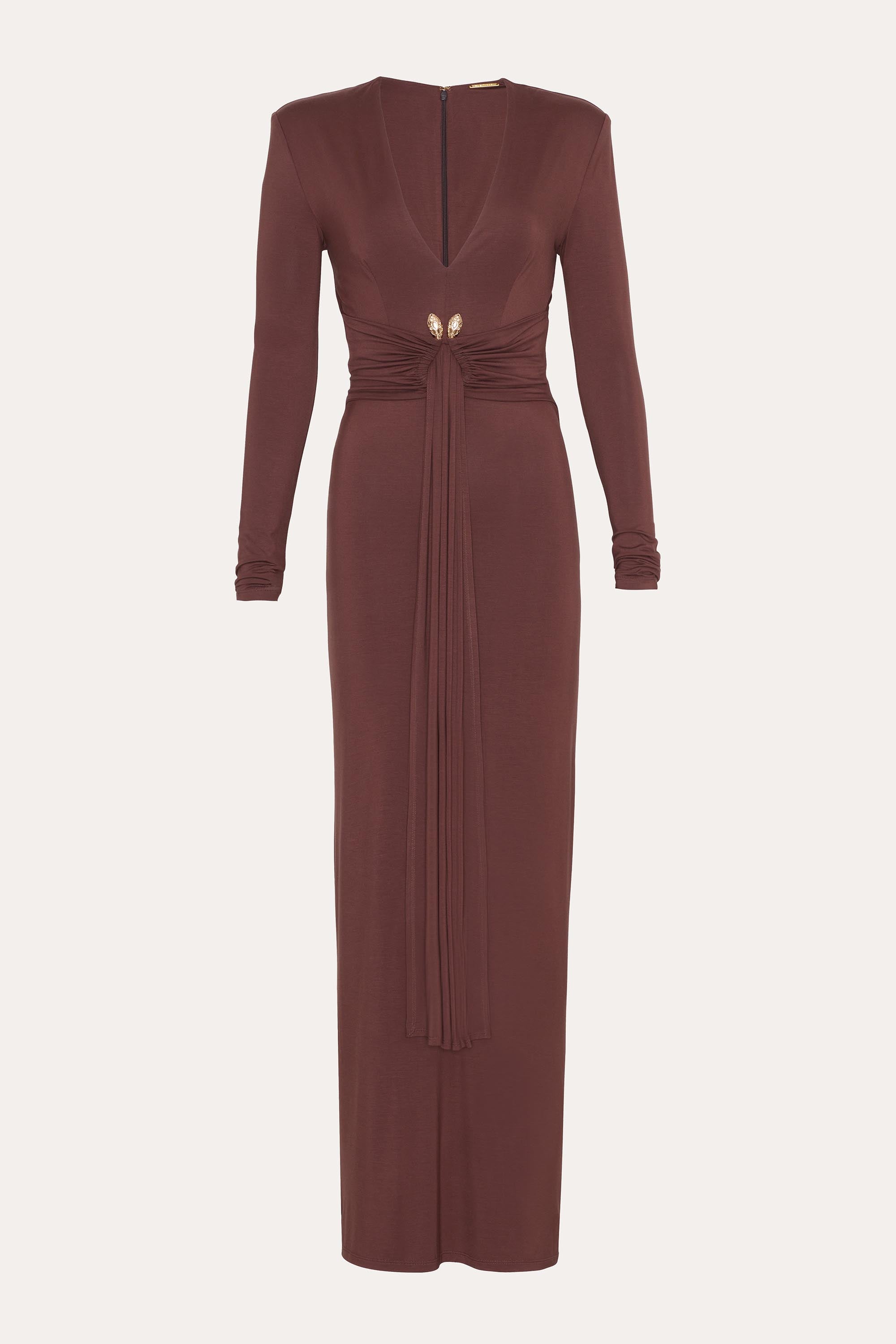 Elie Tahari Amber sukienka jersey maxi Bitter Chocolate