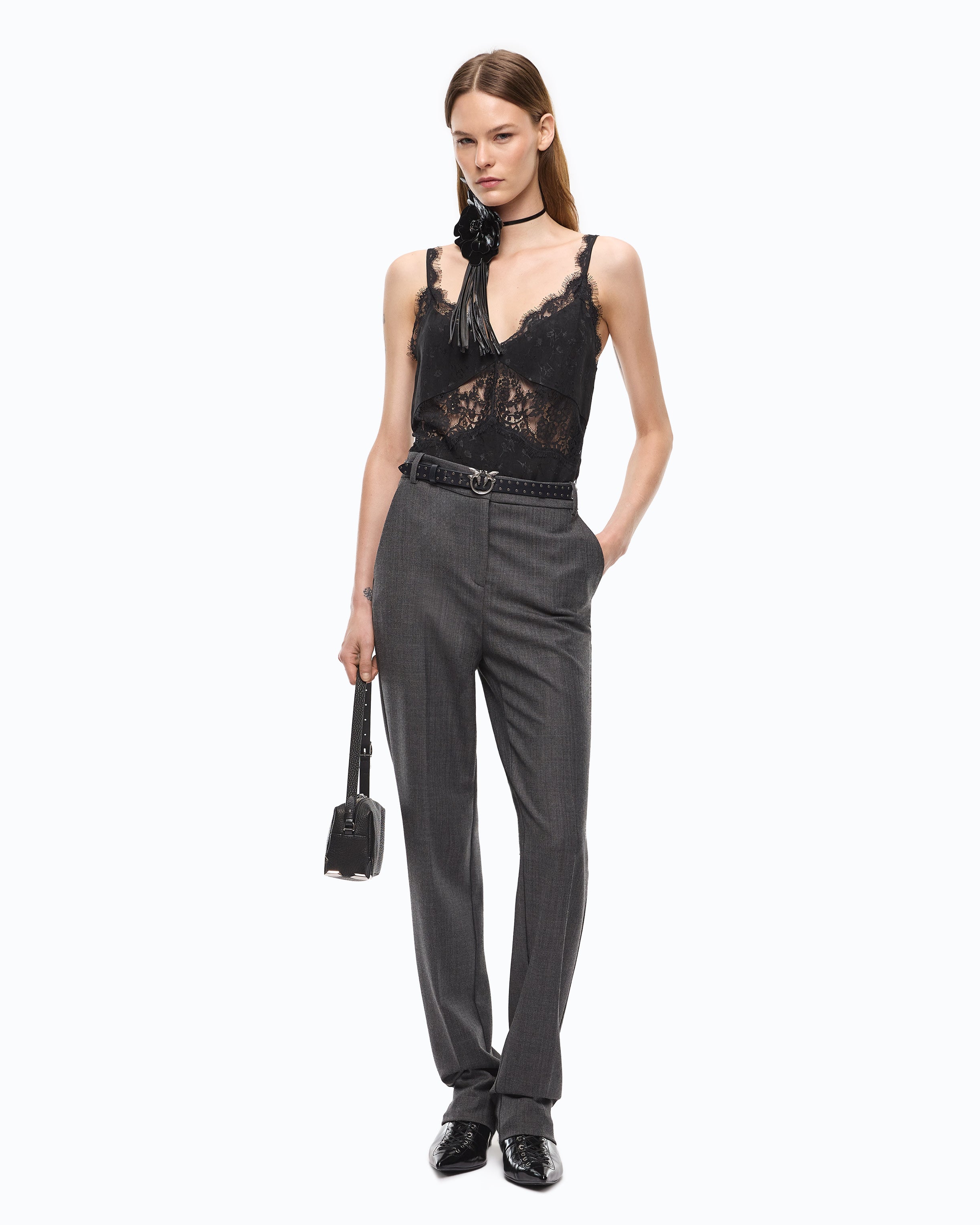 Pinko Tiare Top top czarny koronka