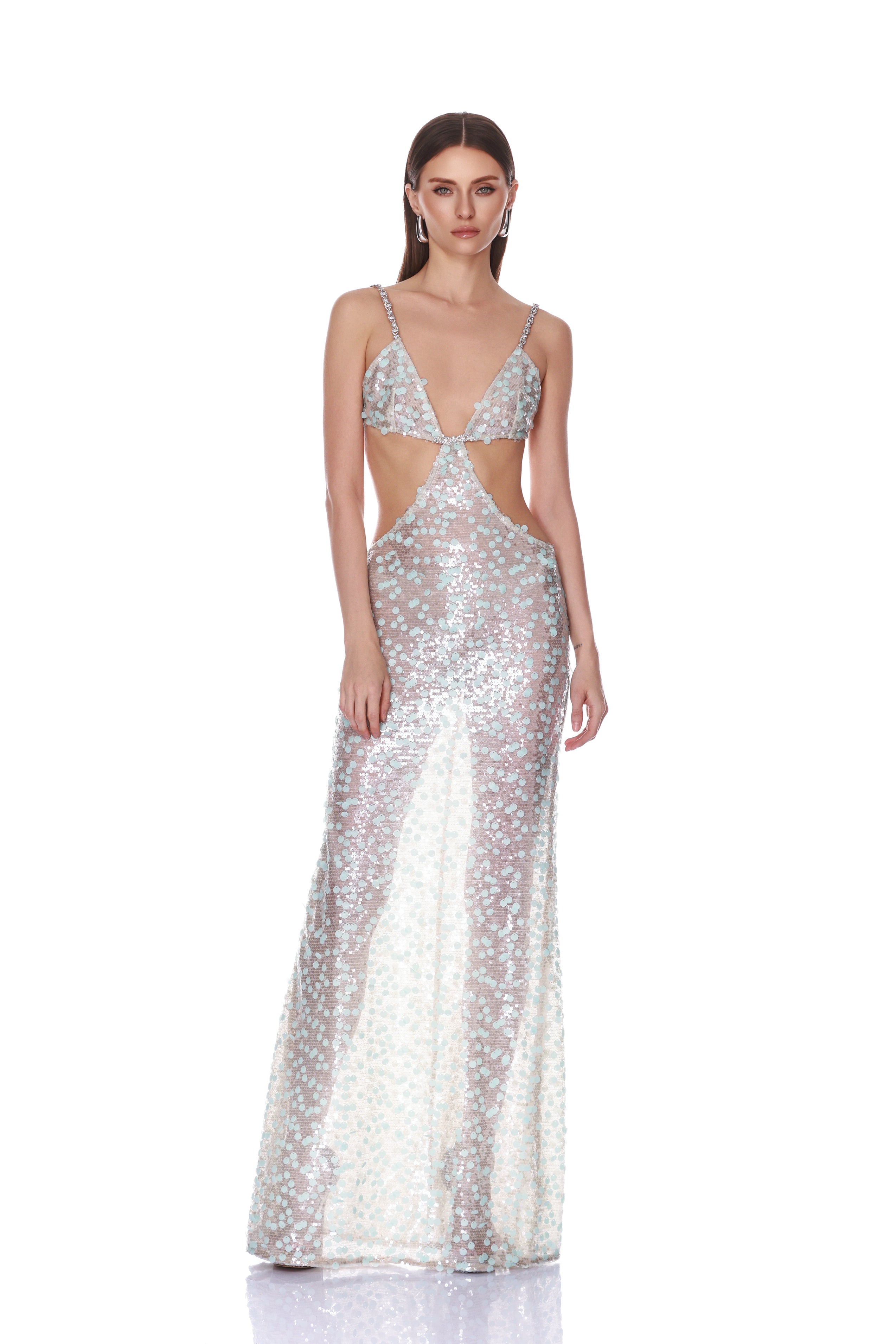Bronx and Banco Seaside Sequin Cutout sukienka maxi turkus