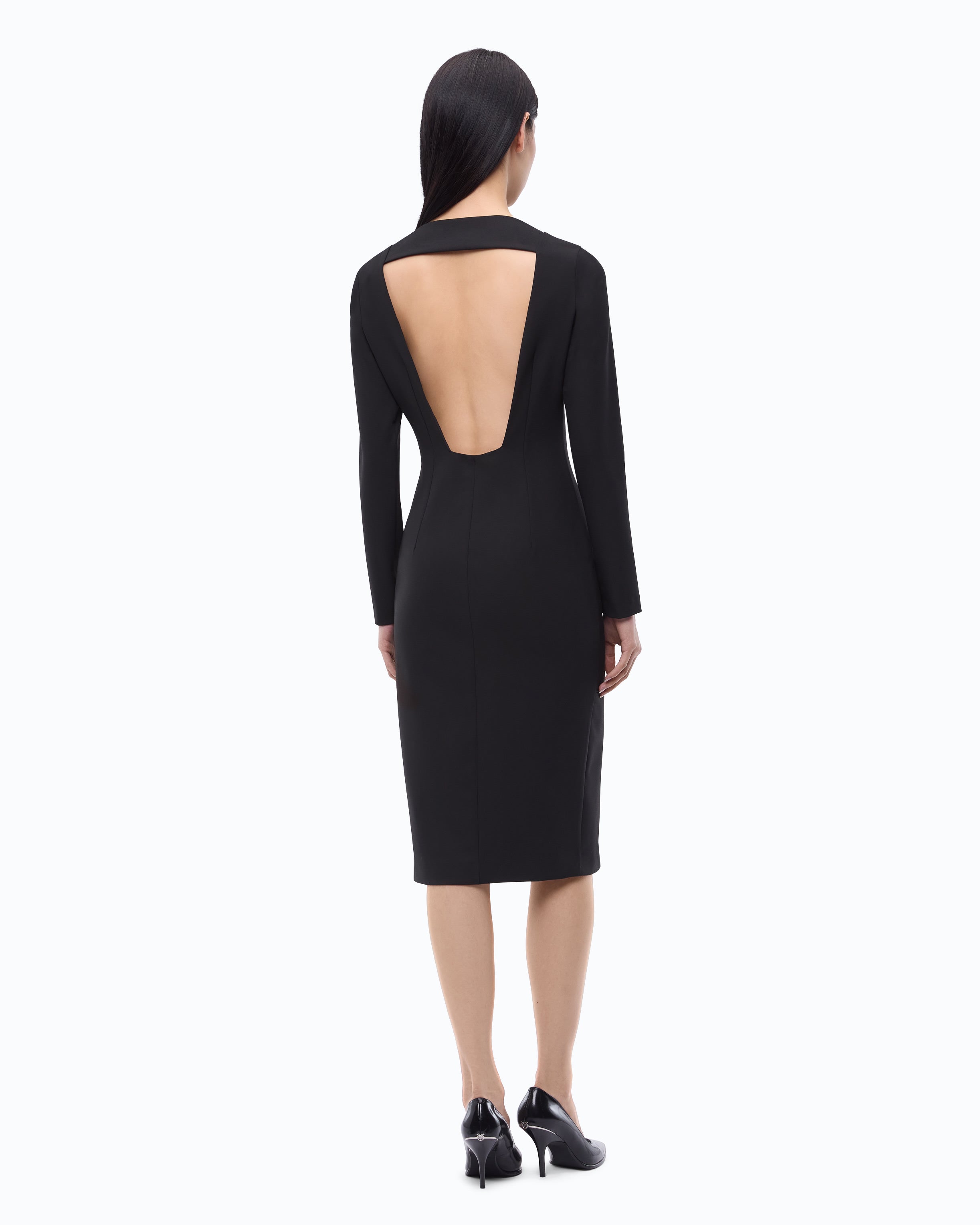 Pinko Yaris Dress sukienka midi czarna odkryte plecy