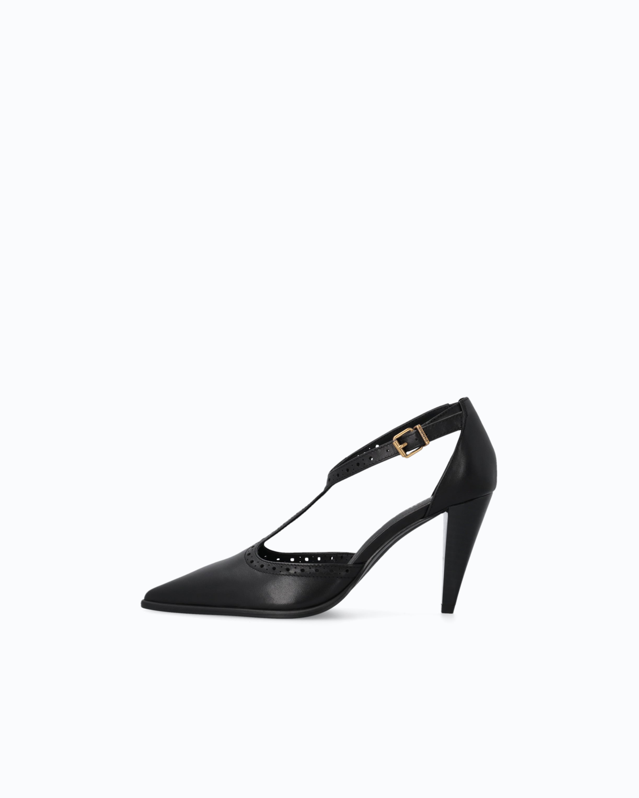 Pinko Vane 05 T-Strap czółenka czarne skóra