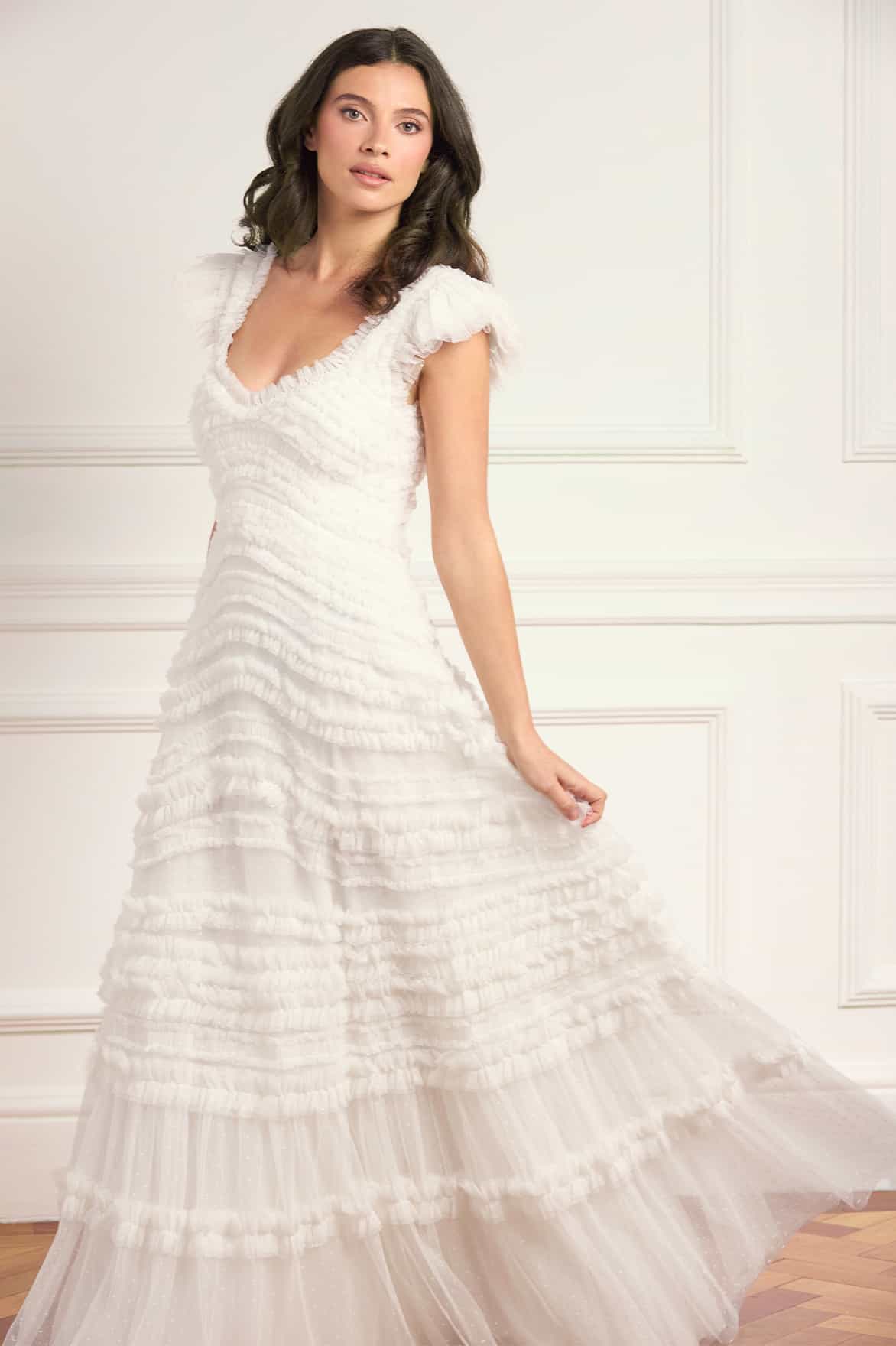Needle & Thread Amara Backless Gown suknia biała maxi