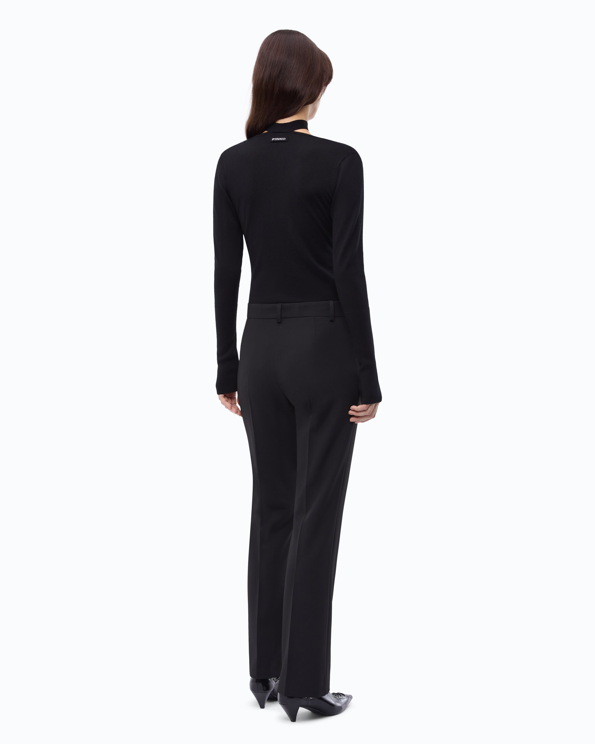 Pinko Soffio Sweater sweter czarny wełniany z koronką