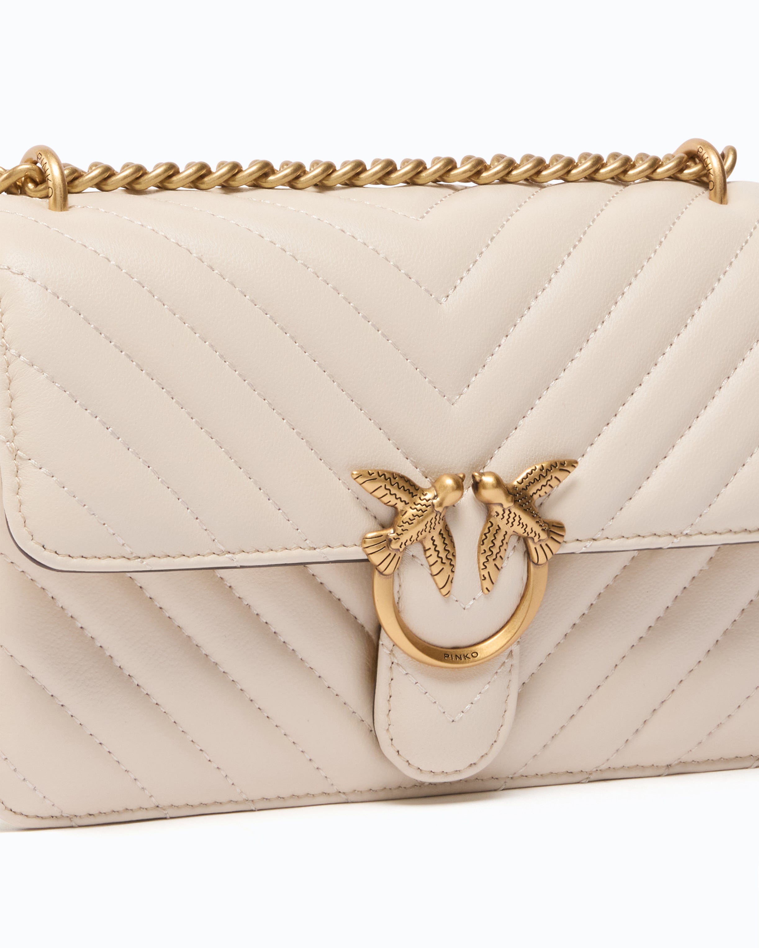 Pinko Love Bag One Chevron New Buckle torebka biała skórzana