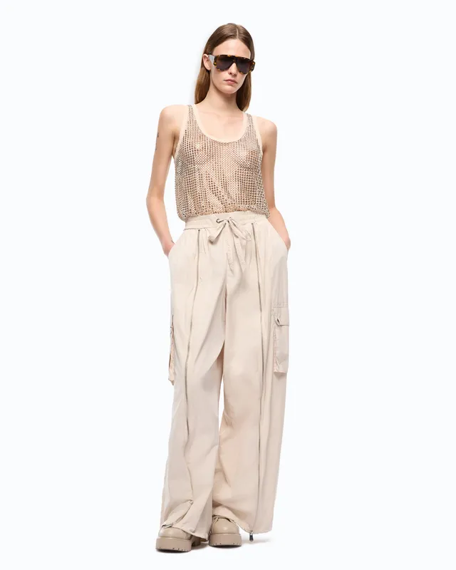 Pinko Waiting Tank Top top siateczkowy zloty