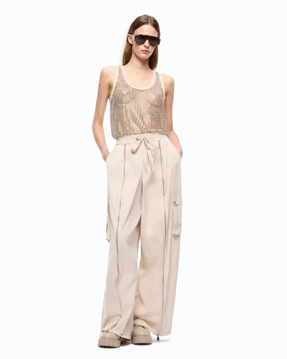 Pinko Waiting Tank Top top siateczkowy zloty