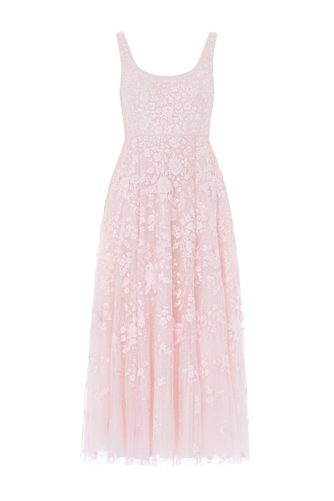 Needle & Thread Rosa Ankle Gown sukienka różowa haftowana