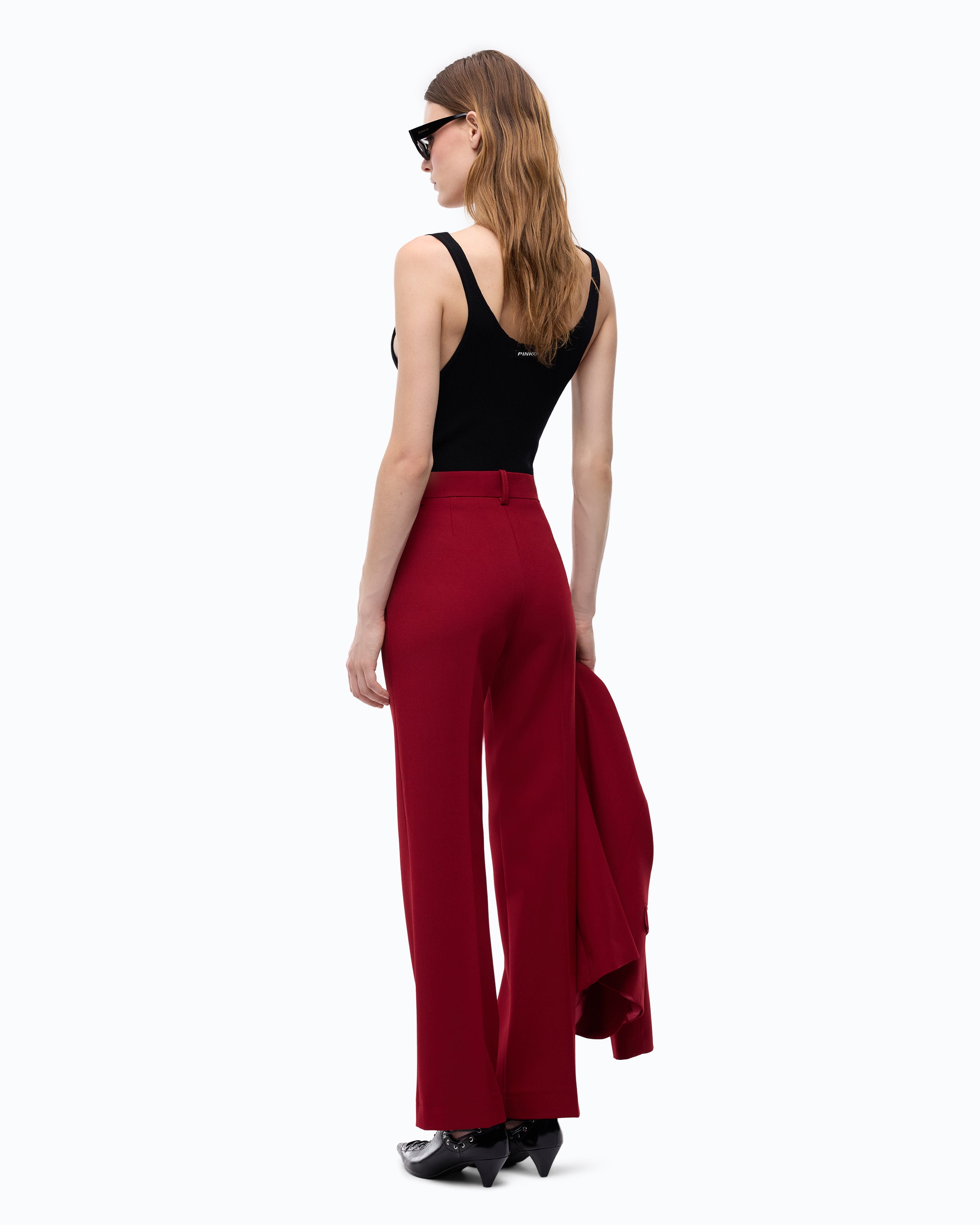 Pinko Protea spodnie eleganckie czerwone z kantem