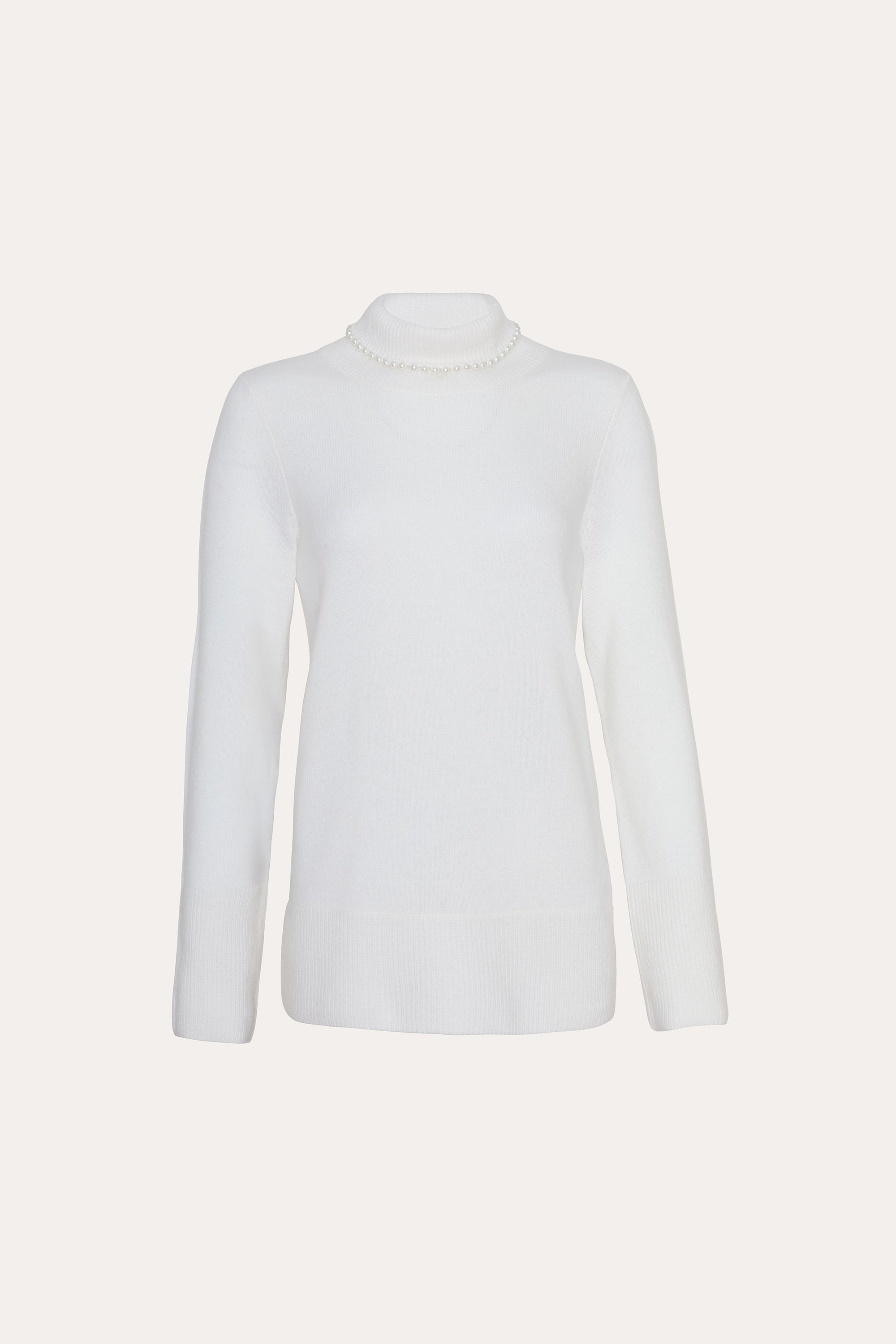 Elie Tahari Pearl sweter kaszmirowy Snow golf perłowy