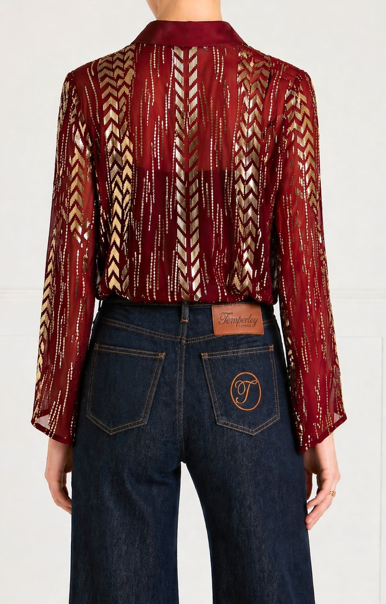 Temperley London Viola koszula cekinowa Claret
