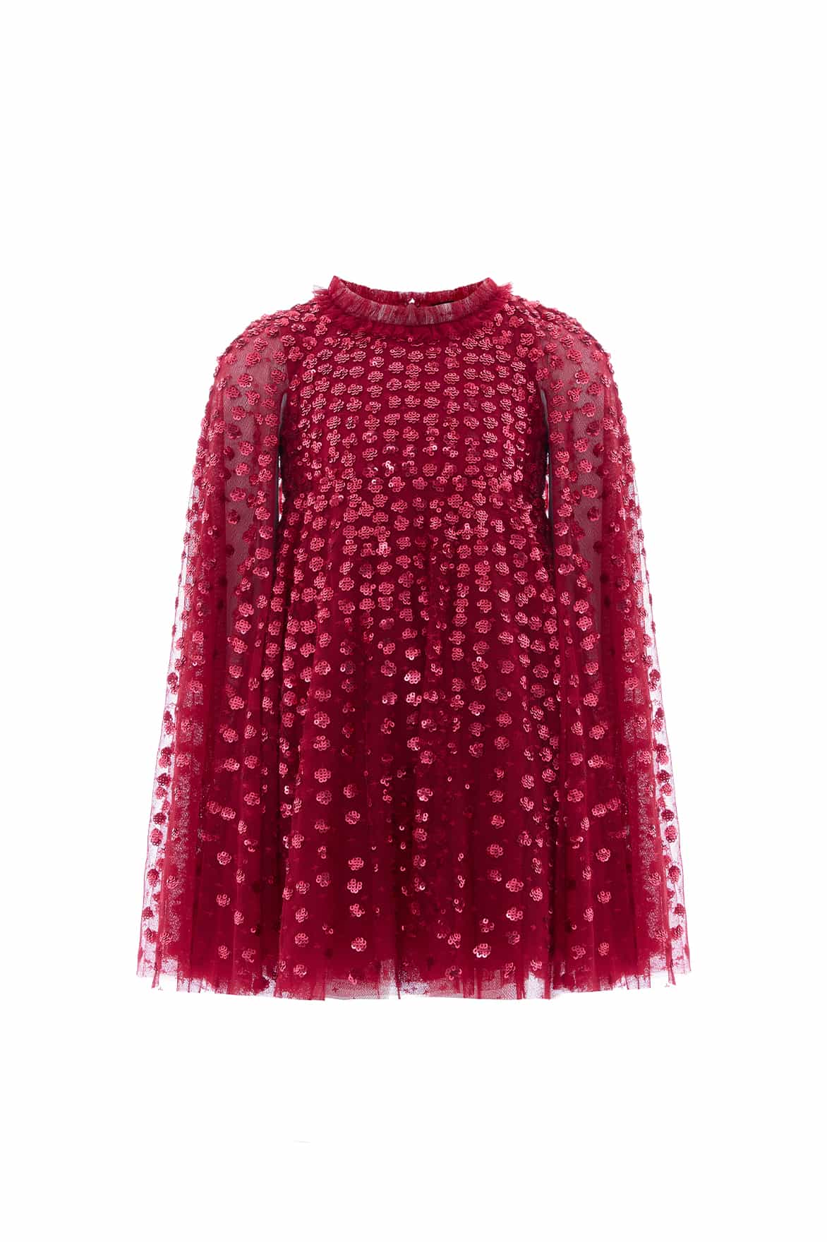 Needle & Thread Raindrop Cape Kids Dress sukienka Red cekiny