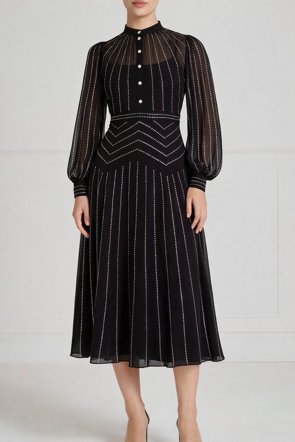 Temperley London Villanelle Dress sukienka czarna z kryształkami