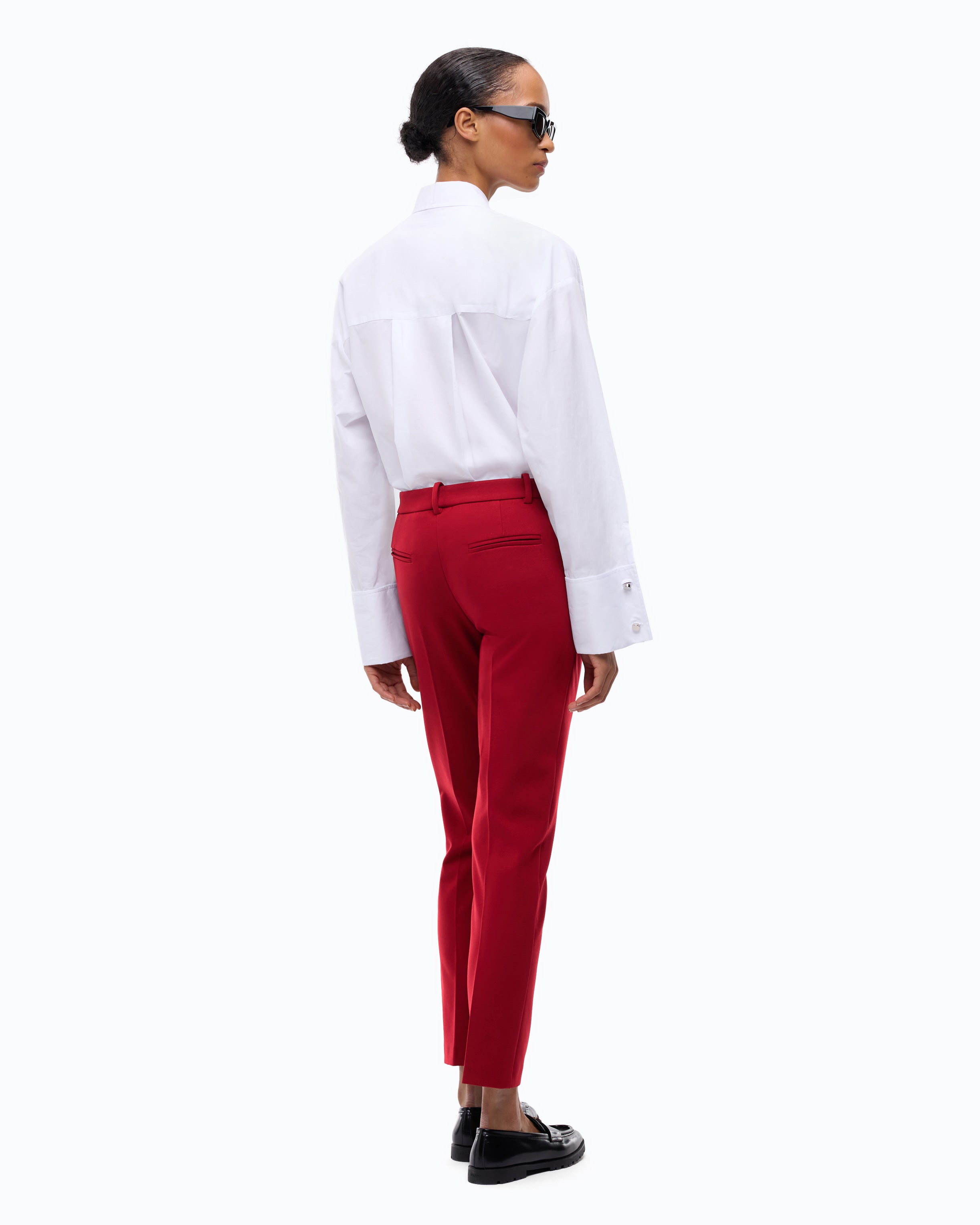 Pinko spodnie slim eleganckie czerwone wiskozowe