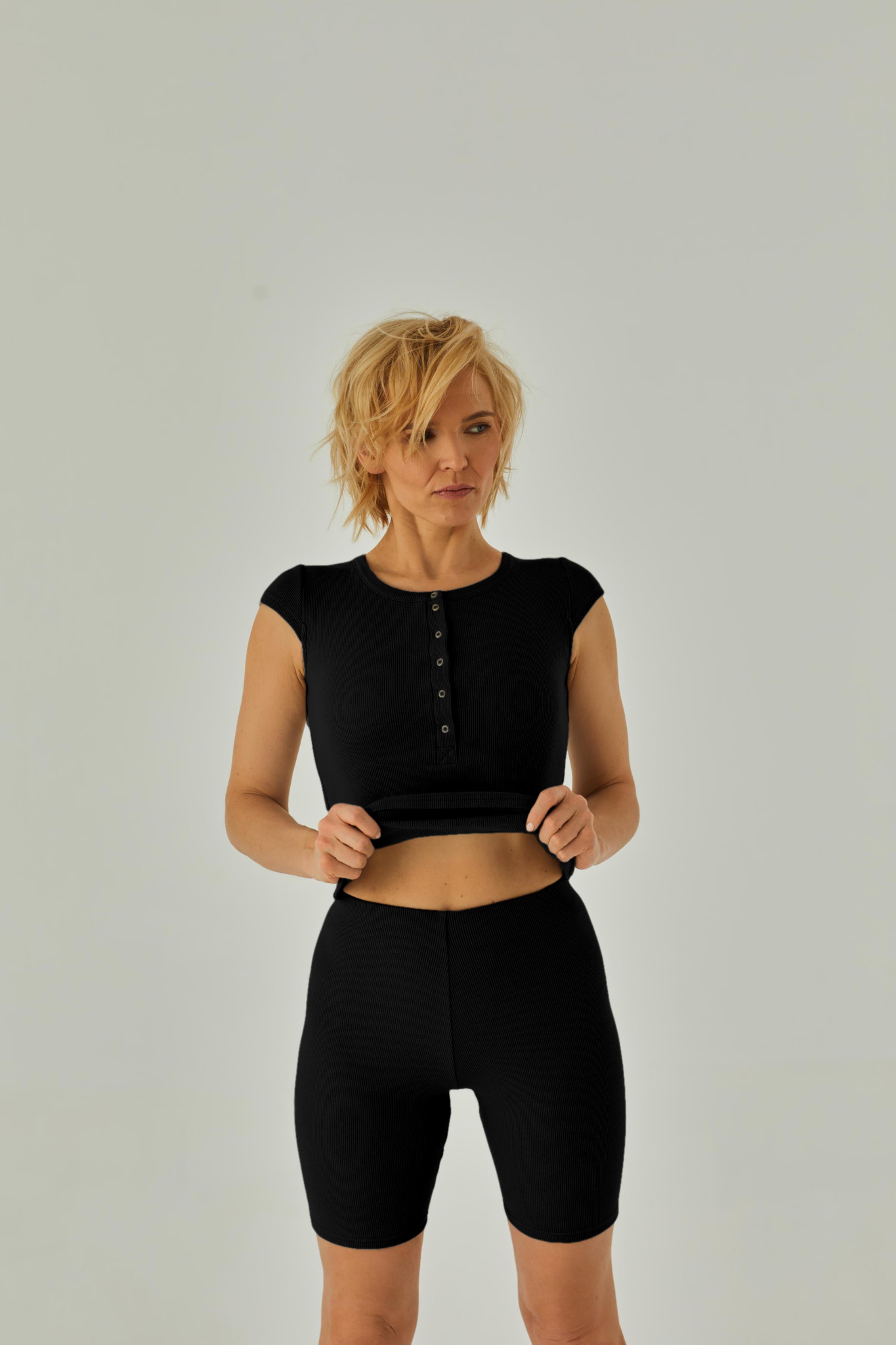 Nudyess Lakers legginsy biker Black krótkie