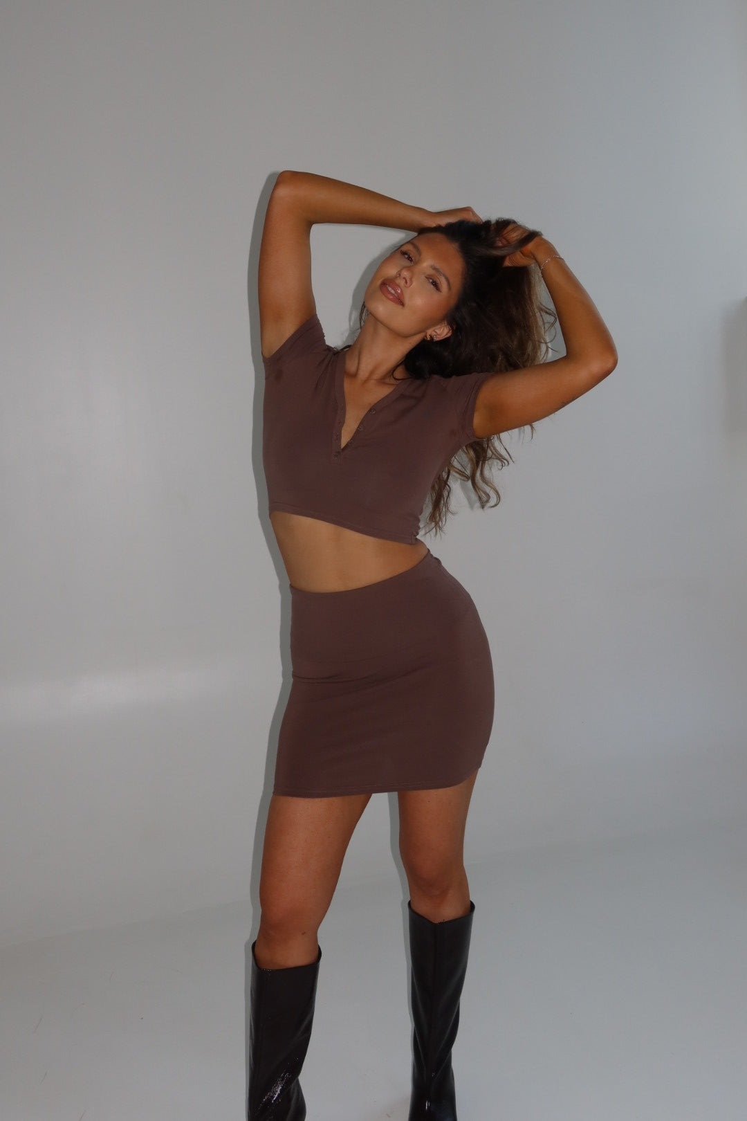Nudyess top bawełniany Chocolate M/L krótki rękaw