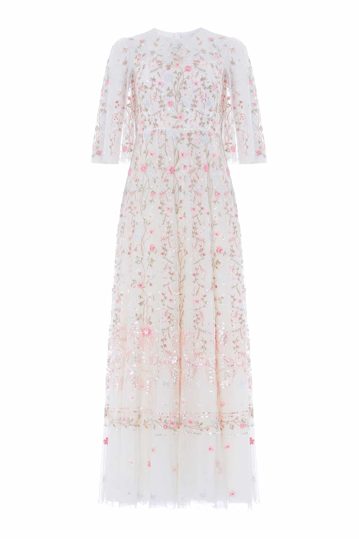 Needle & Thread Rococo Ribbon Round Neck Gown sukienka biała maxi