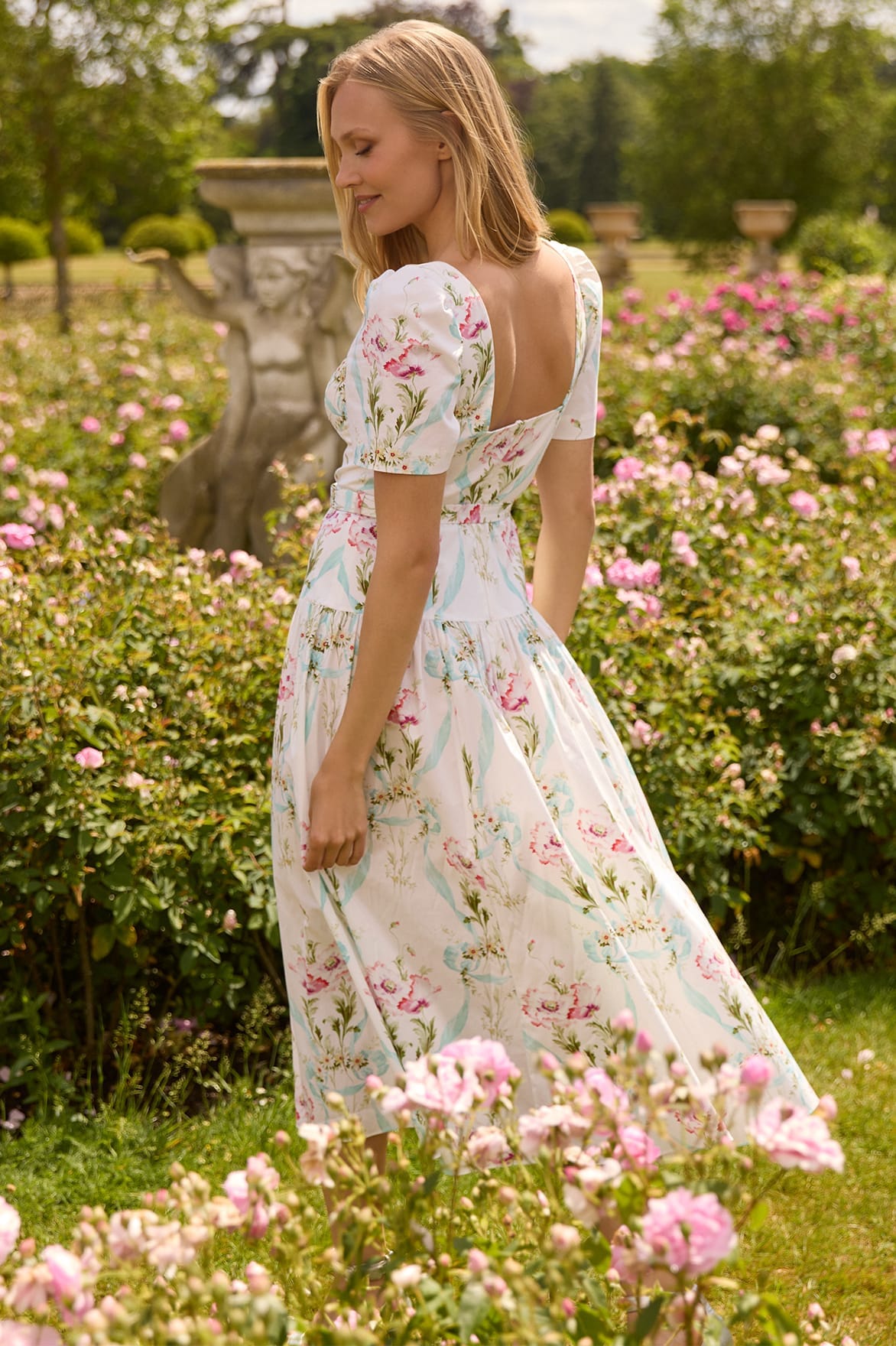 Needle & Thread Floral Ribbon Ballerina Dress sukienka White