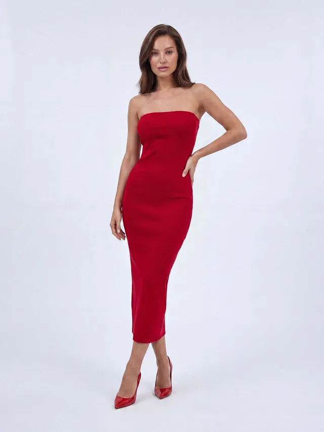 Nudyess Melrose sukienka midi tuba czerwona