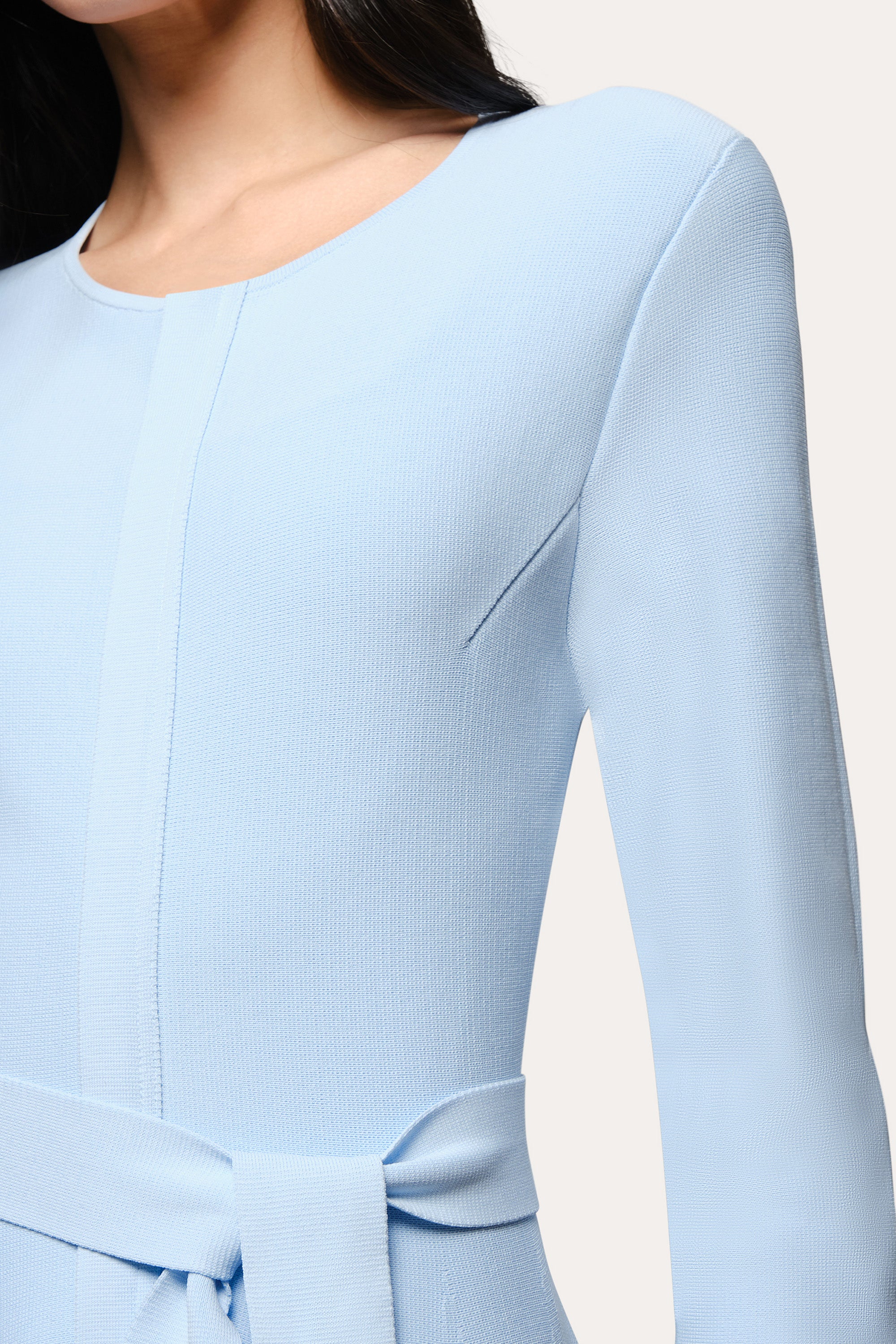 Elie Tahari Blair Milano Sculpt top peplum Ice Blue