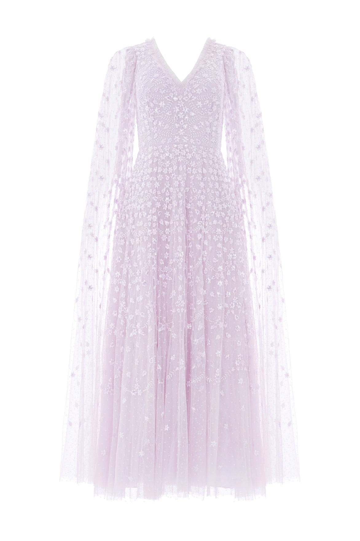 Needle & Thread Clover Cape Sleeve Ankle Gown sukienka Purple