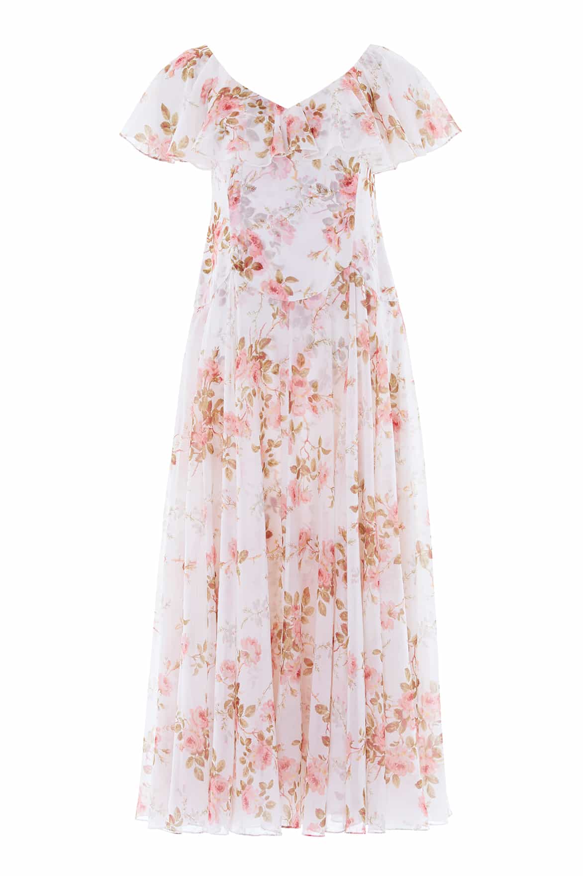 Needle & Thread Summer's Rose Georgette Ankle Gown sukienka biała
