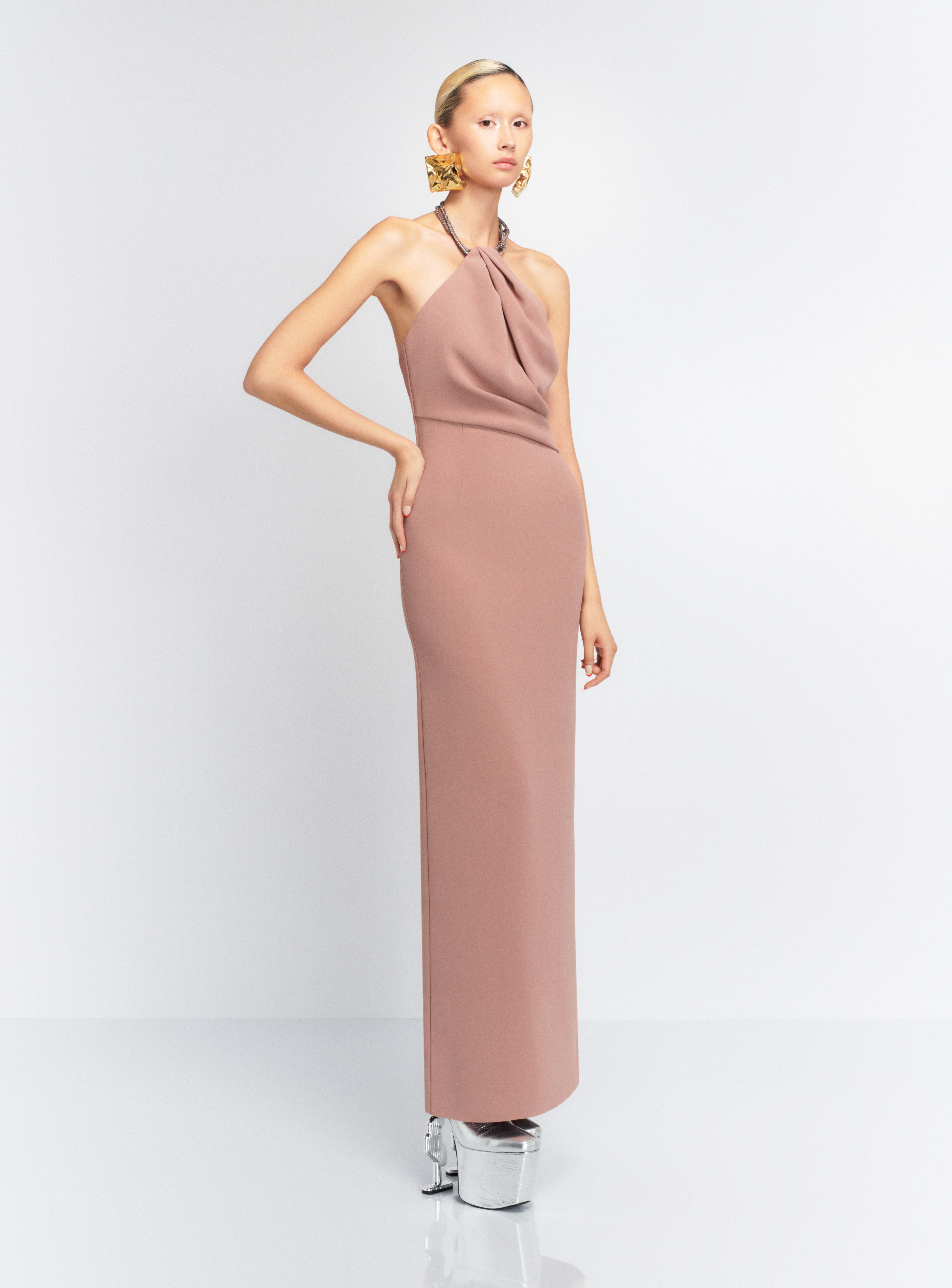 Solace London Riva sukienka halter brązowa rozm. 10