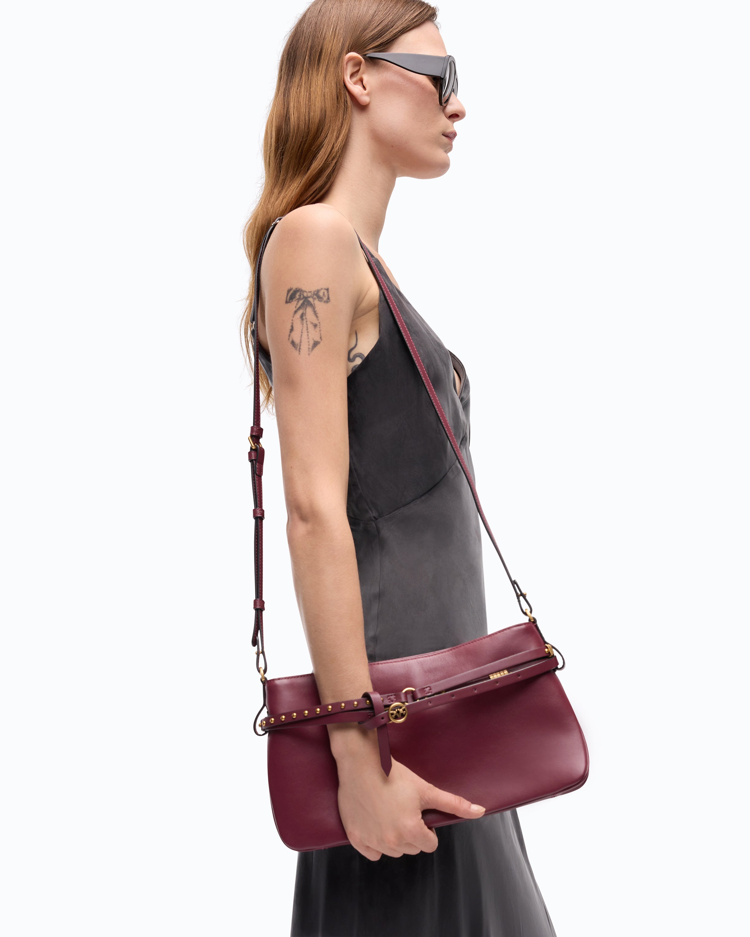 Pinko Belt Bag Classic torebka skórzana brązowa U