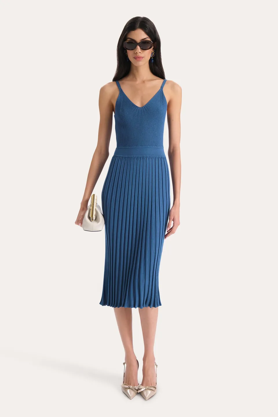 Elie Tahari E55XT605 sukienka dzianinowa niebieska XS-XL