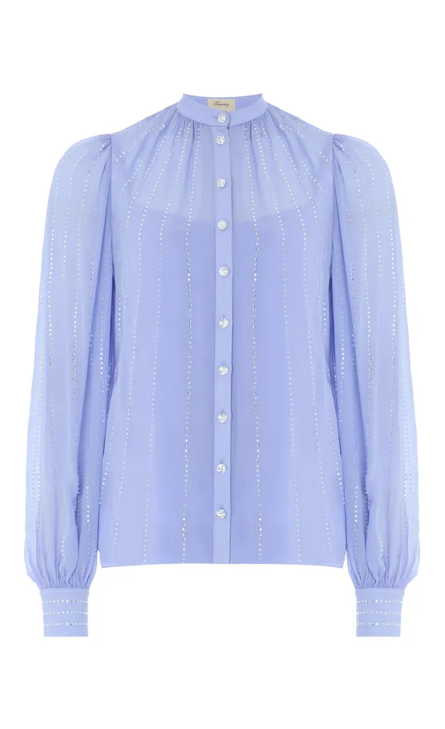 Temperley London Villanelle Shirt koszula Lavender Blue cyrkonie