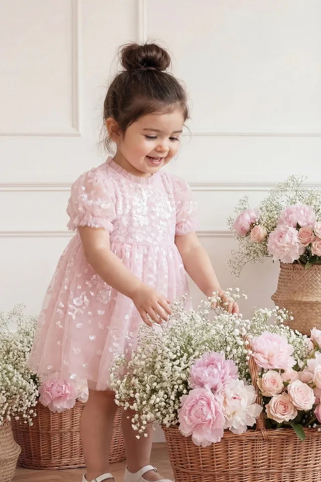 Needle & Thread Confetti Baby Dress sukienka różowa