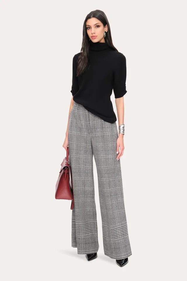 Elie Tahari Cash-Wool sweter czarny krótki golf