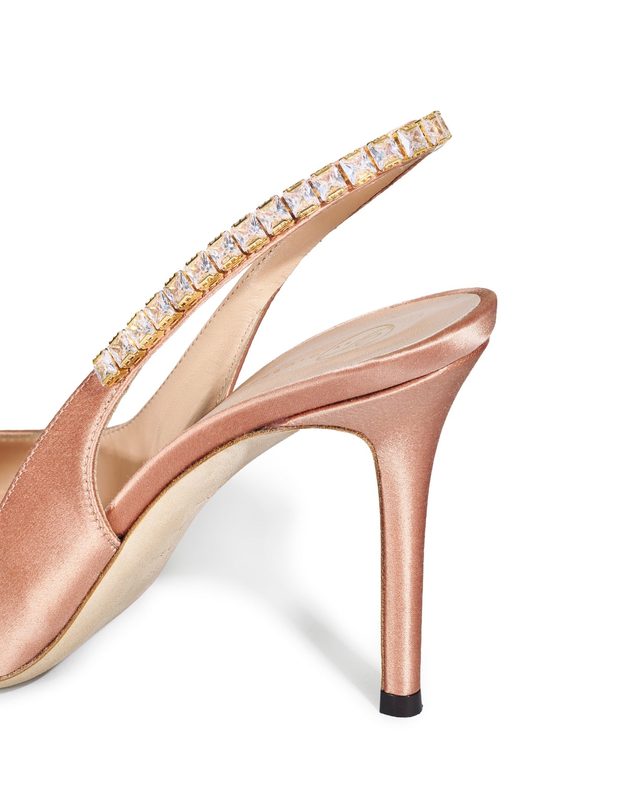 Temperley London Raven szpilki slingback nude satynowe 10 cm