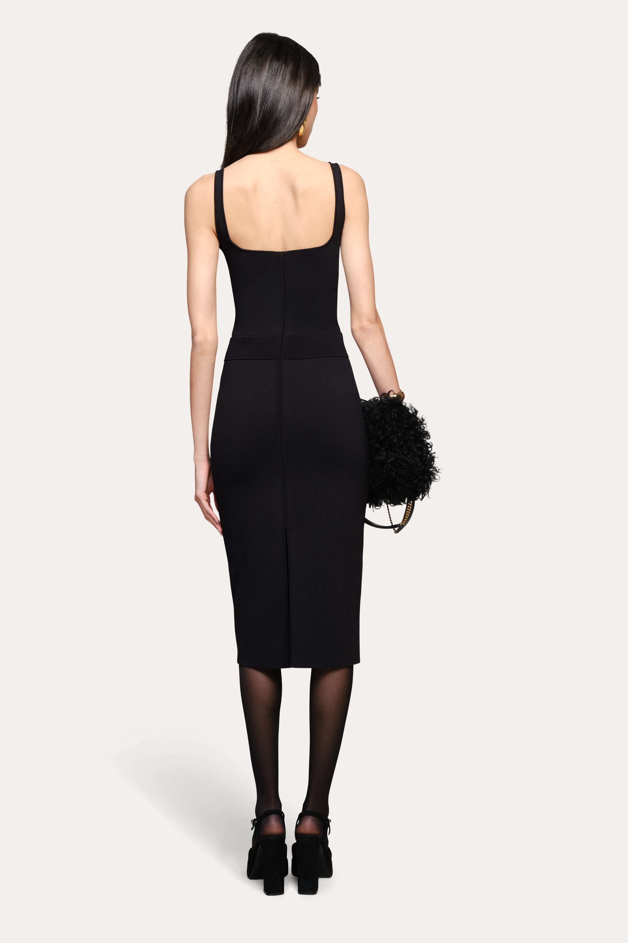 Elie Tahari Milano Sculpt Mila sukienka midi czarna modelująca