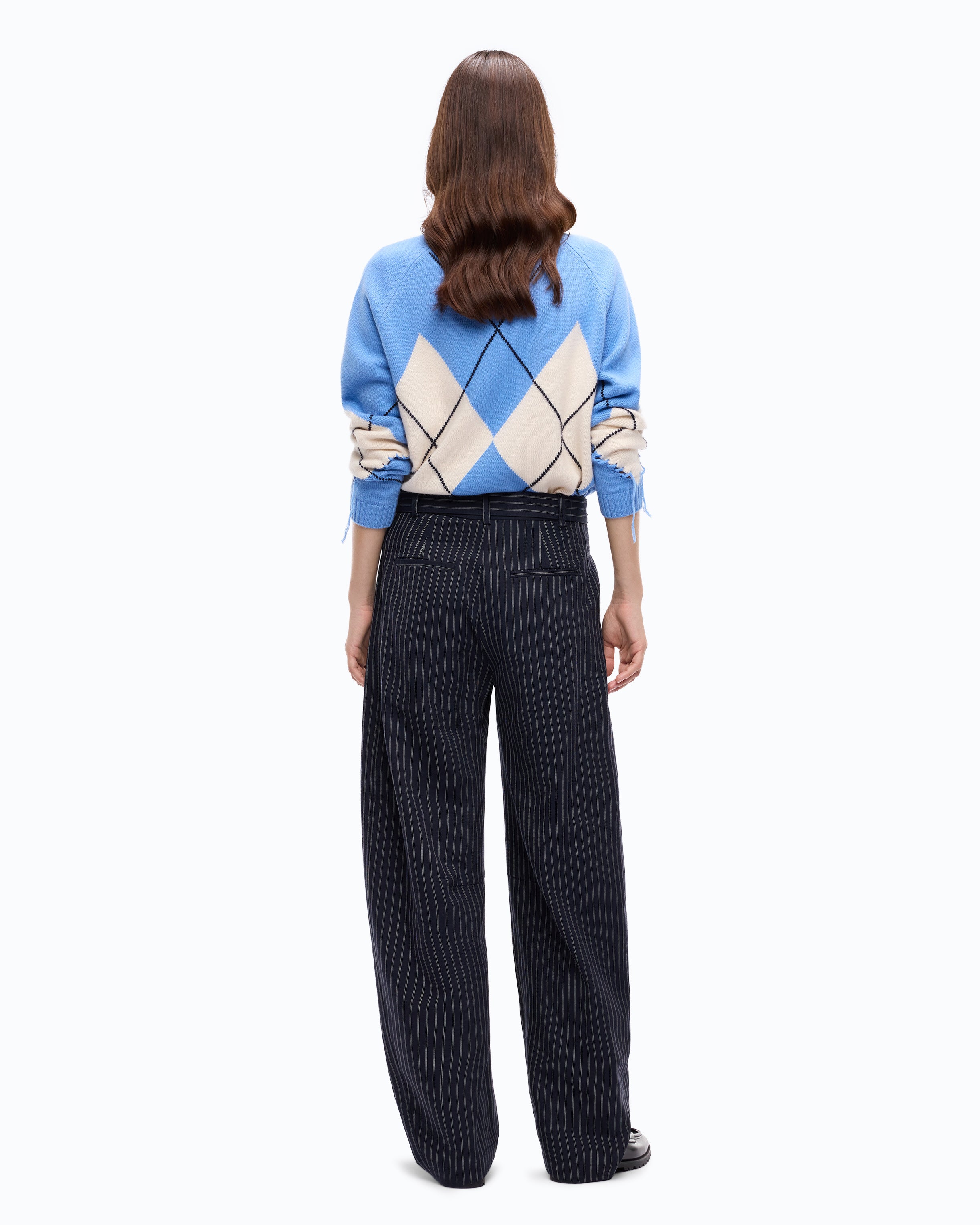 Pinko Liquore Pants spodnie balloon w prążek niebieskie