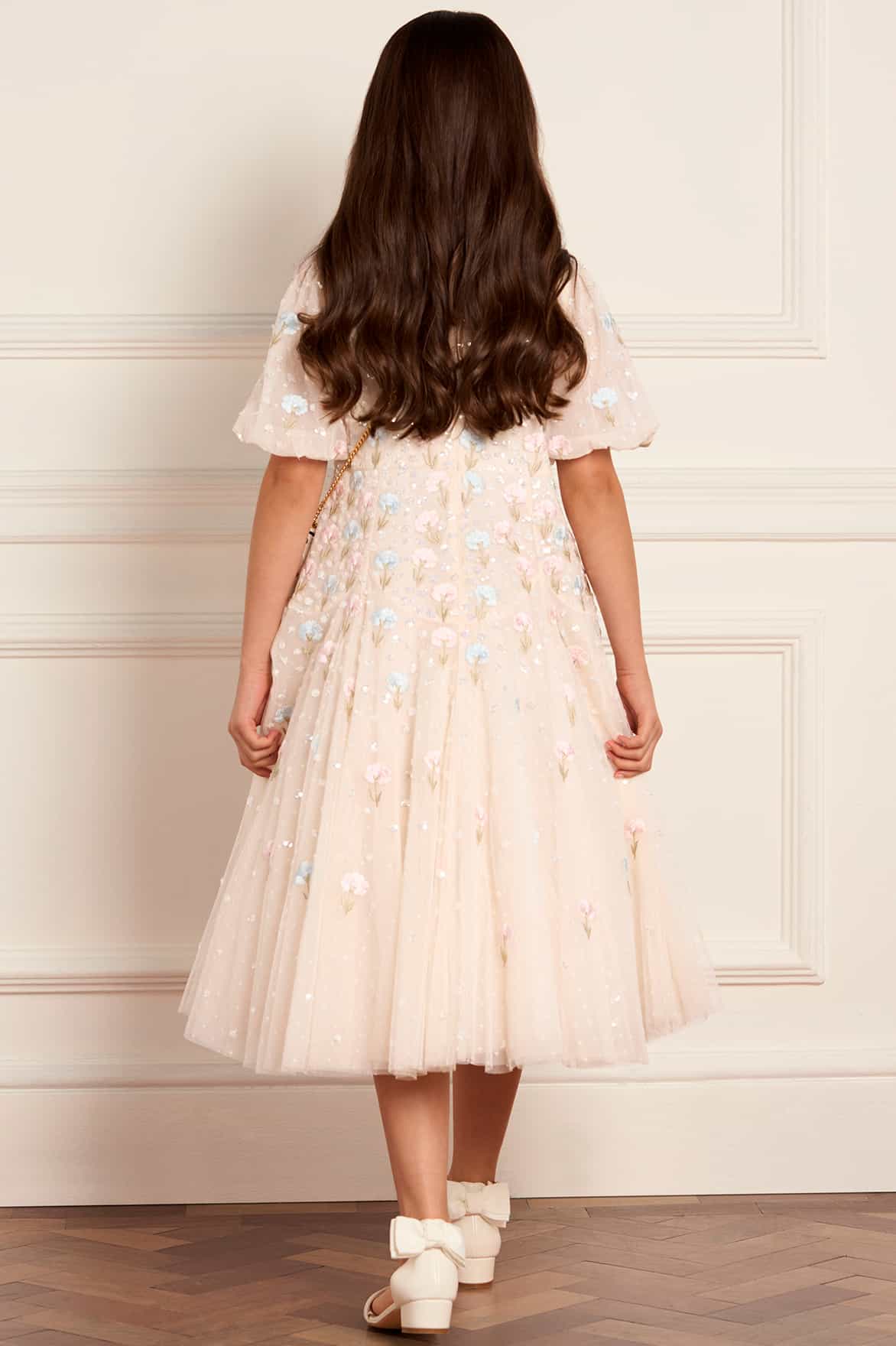 Needle & Thread Dandelion Ditsy Kids Dress sukienka kremowa haftowana