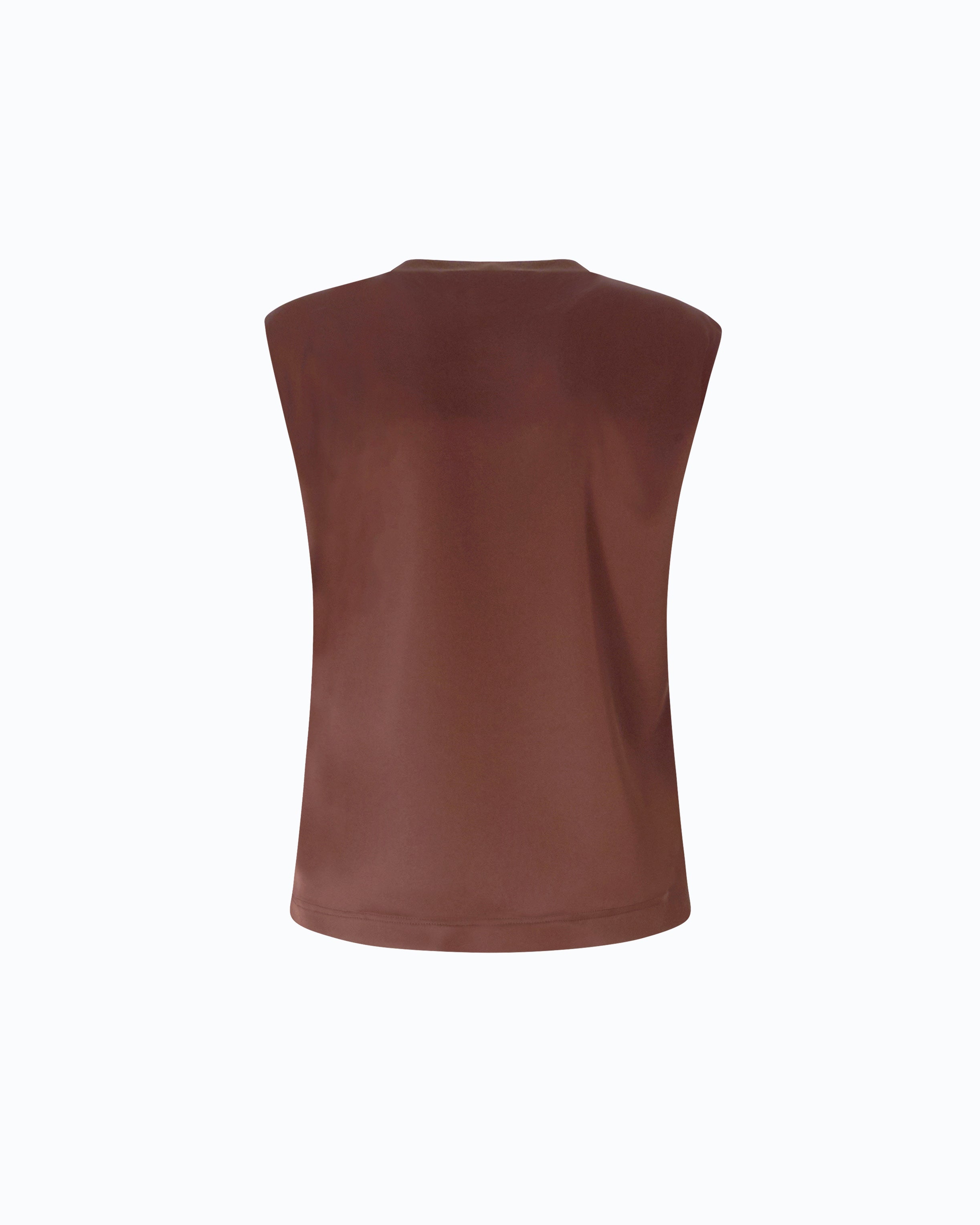 Pinko Smart Blouse bluzka satynowa brązowa bez rękawów