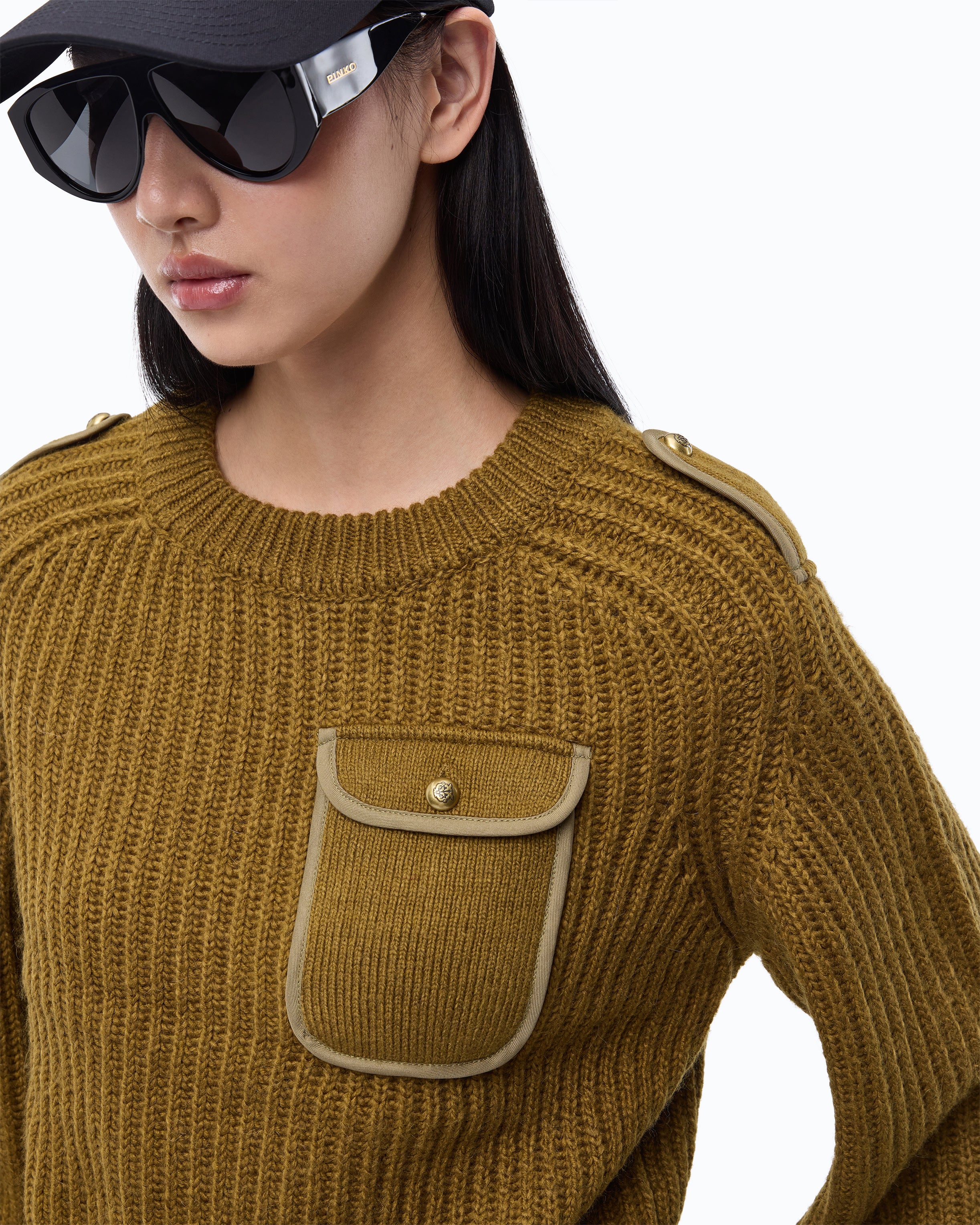 Pinko Miagolio Sweater sweter wełniany z kieszonką