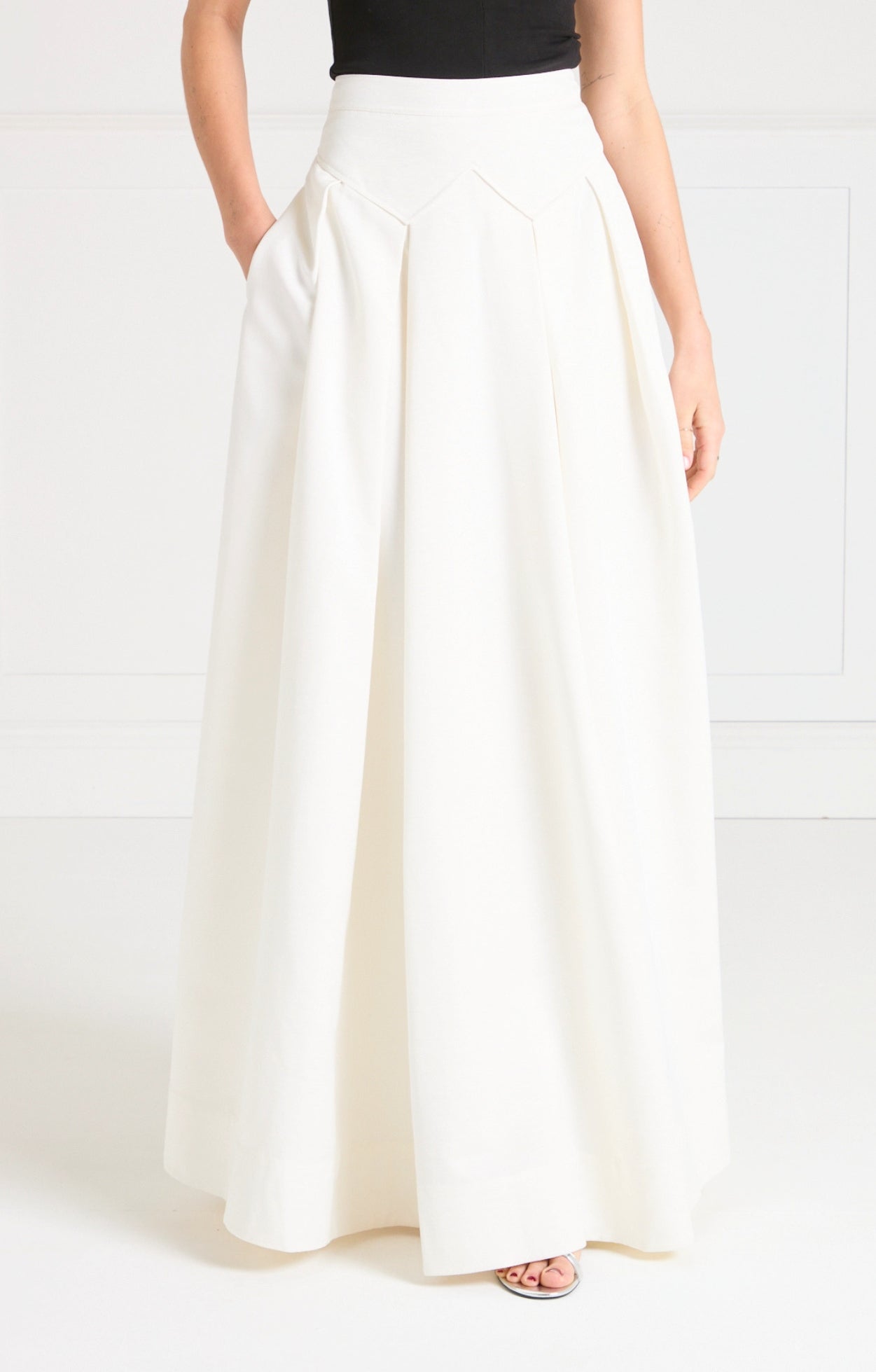 Temperley London Elodie spódnica długa biała jedwabna