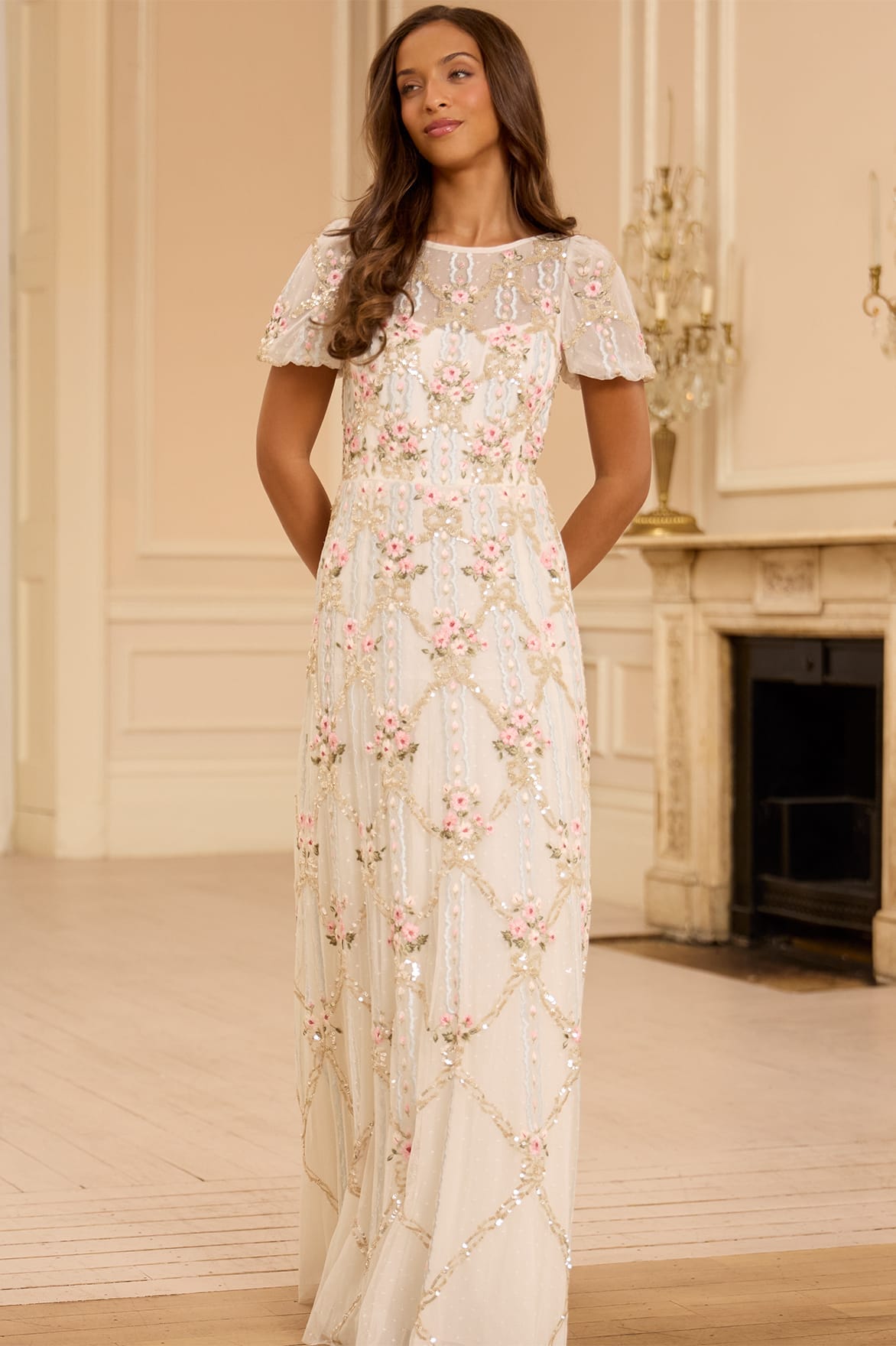 Needle & Thread Lovers Lace Gown suknia biała maxi