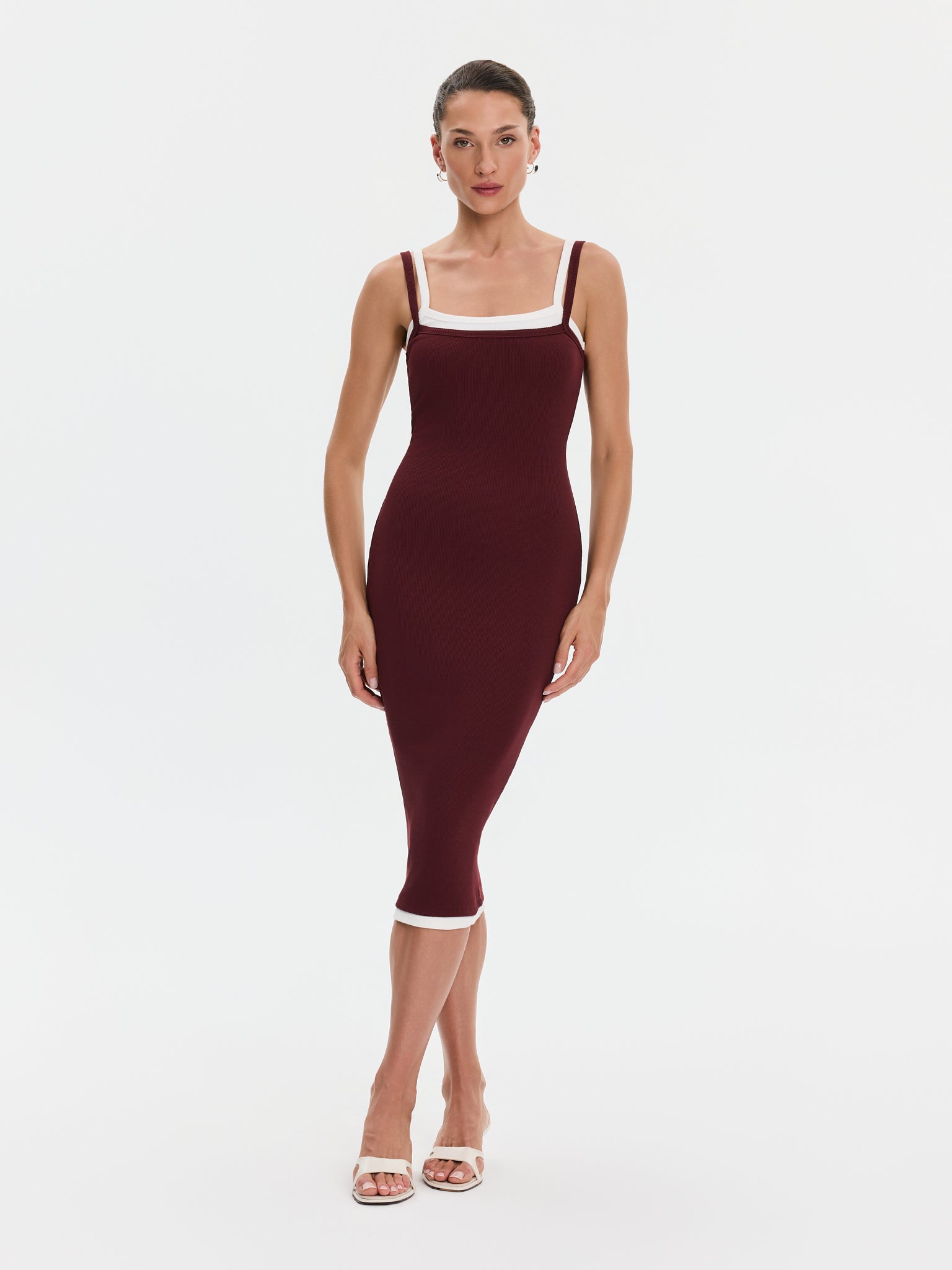 Nudyess Lisa sukienka midi Burgund XS/S bawełniana