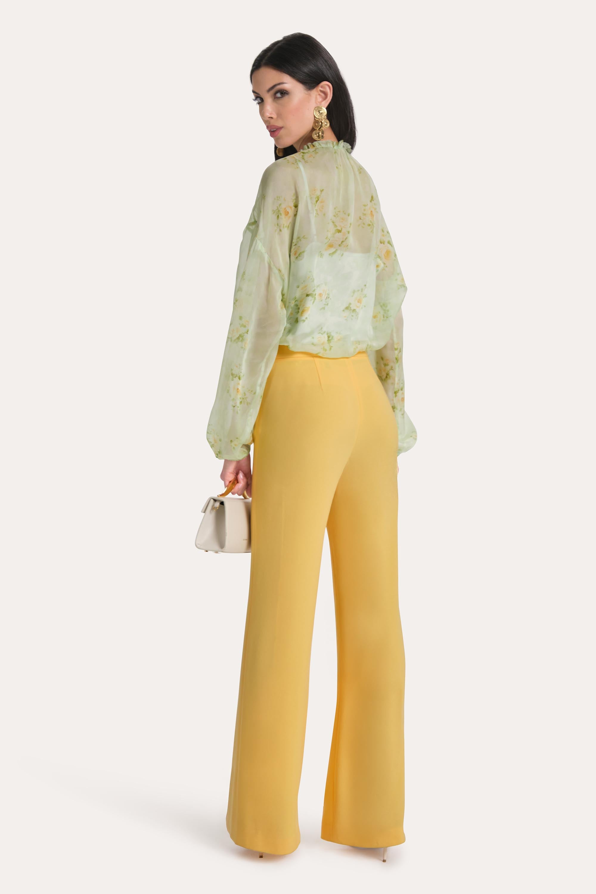 Elie Tahari Messa bluzka szyfonowa Petal Fade balonowy rękaw