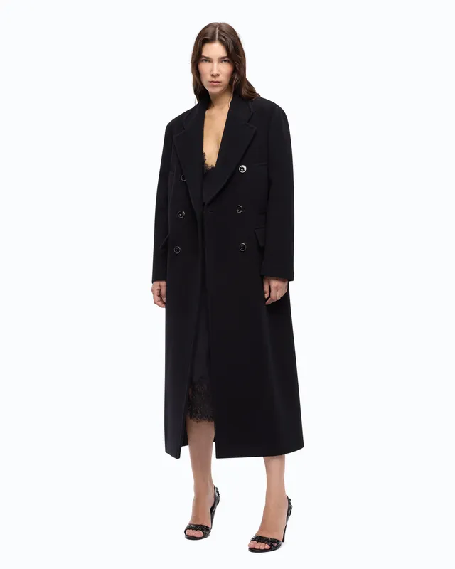Pinko Covent Coat płaszcz wełniany długi czarny