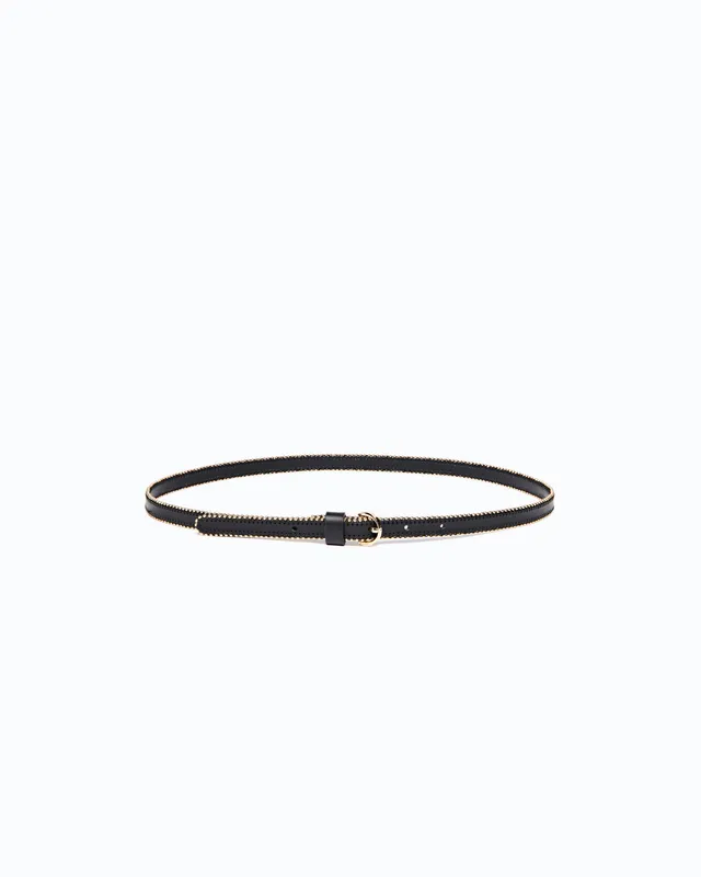 Pinko Tamboril Belt pasek skórzany czarny 1 cm