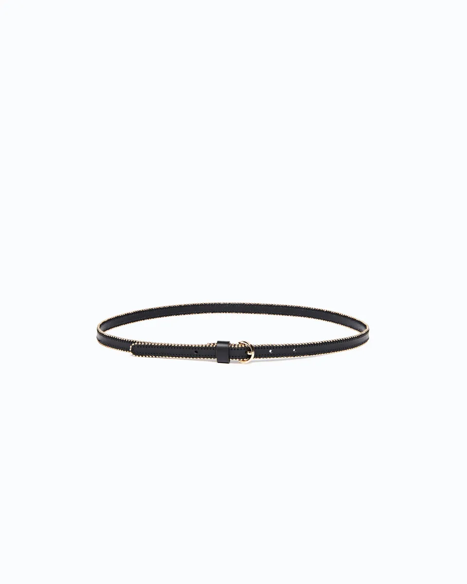 Pinko Tamboril Belt pasek skórzany czarny 1 cm