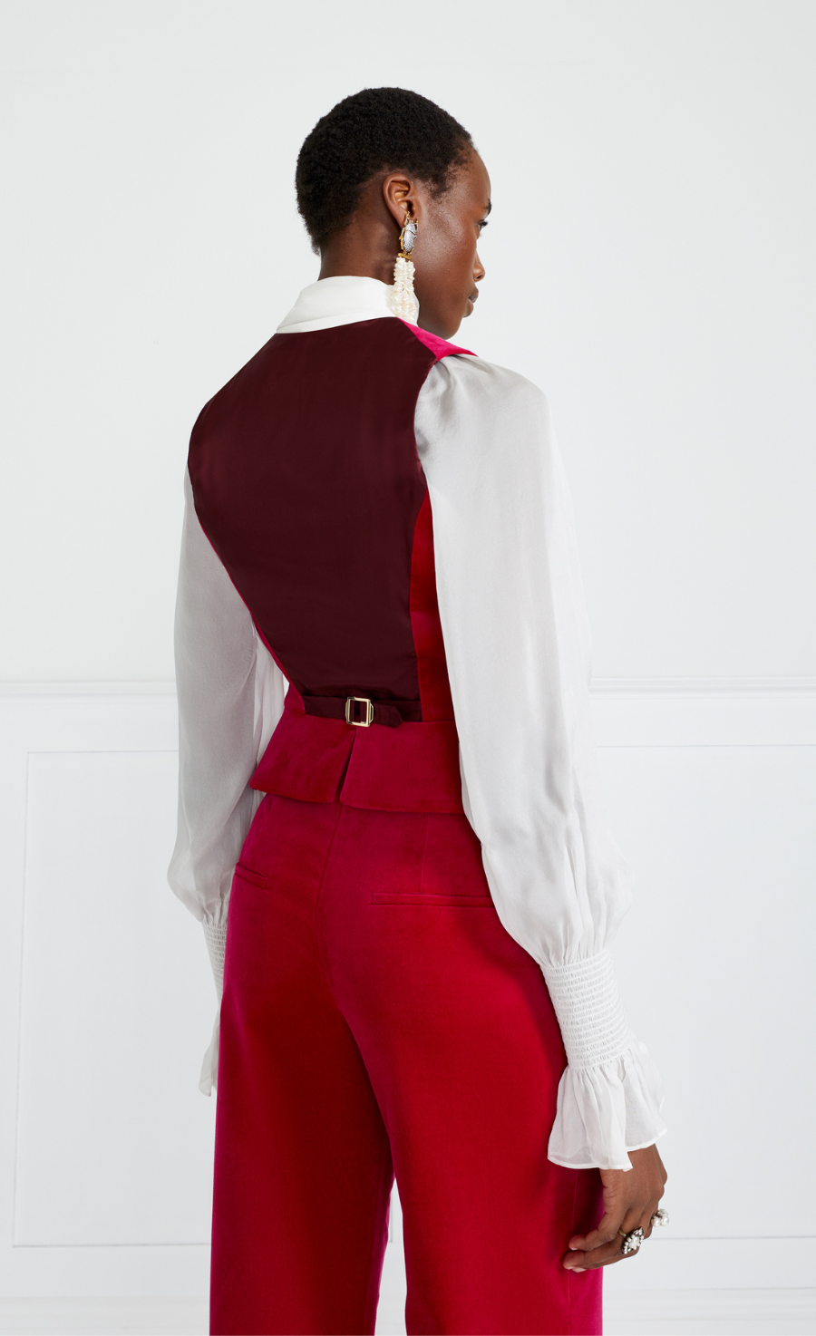 Temperley London Clove kamizelka welurowa różowa
