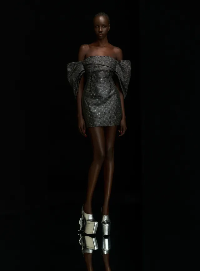 SOLACE LONDON Elina Crystal sukienka maxi czarna cekiny